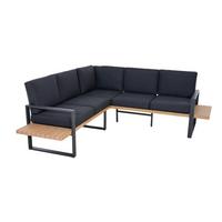 Loungegarnitur Bari Anthrazit/Teakfarben - Anthrazit/Teakfarben, Basics, Textil/Metall (73,5/78,5/155cm) - Siena Garden
