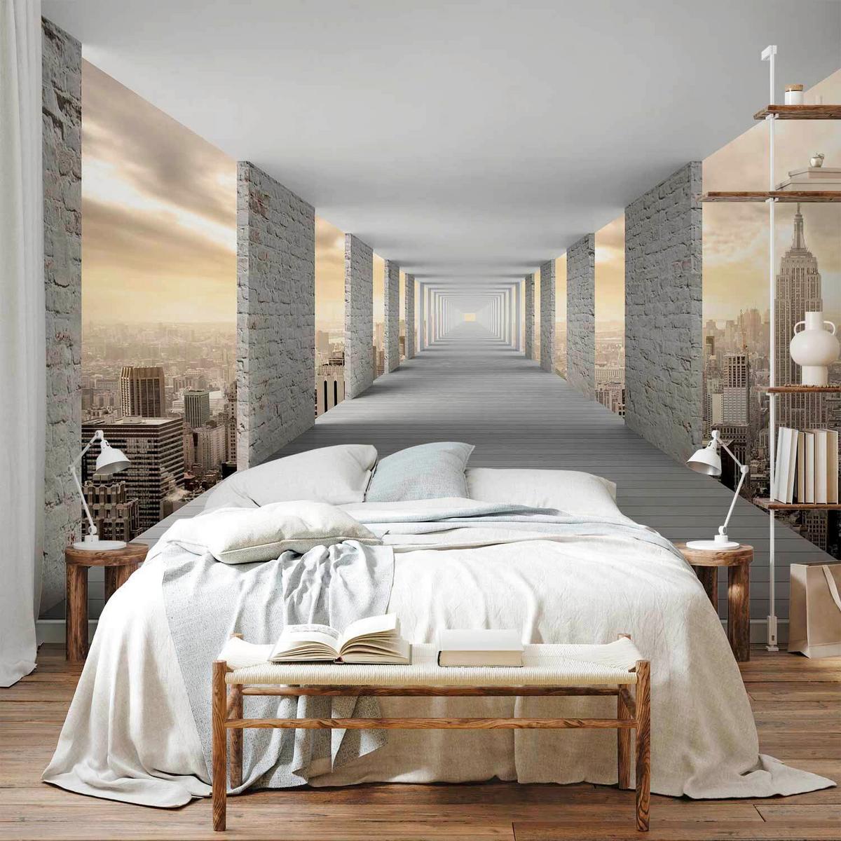 Fototapeta Skyward Corridor, 200x140cm - bež/svetlo siva, Trendi, tekstil (200/140cm) - artgeist