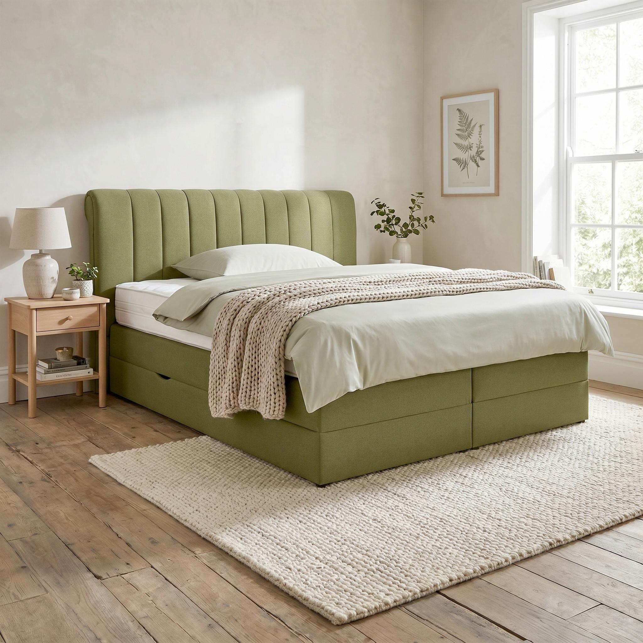 Boxspringbett Belano Grün ca. 160x200cm - Grün, KONVENTIONELL, Holz/Holzwerkstoff (160/200cm) - Premium Living