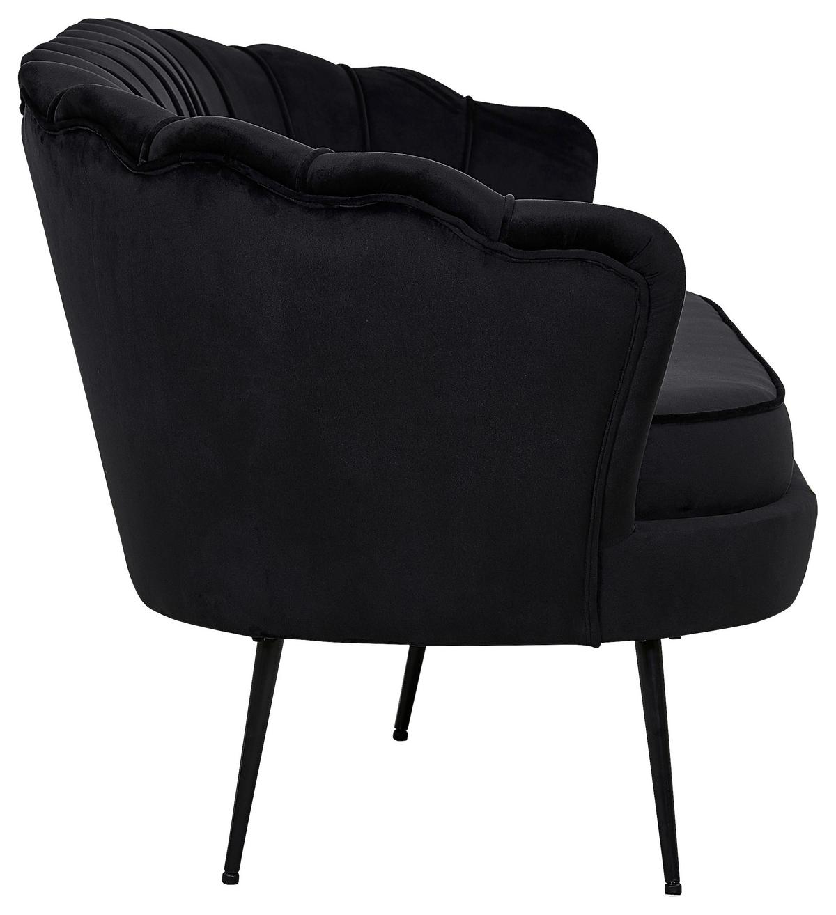 Sofa Calais ca. 180 cm Schwarz Samt - Schwarz, Design, Textil/Metall (180/78.5/78cm) - Livetastic