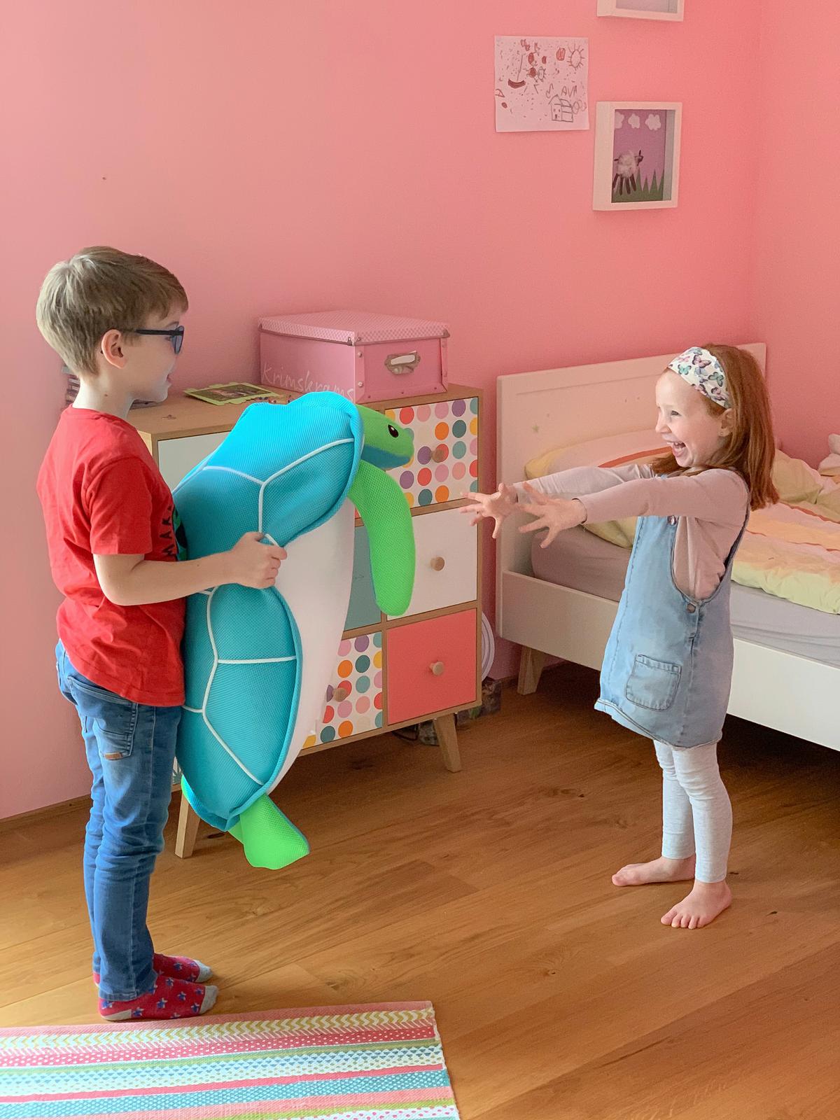 Schwimmtier Schildkröte Blau - Hellblau, KONVENTIONELL, Textil (82/100/15cm)