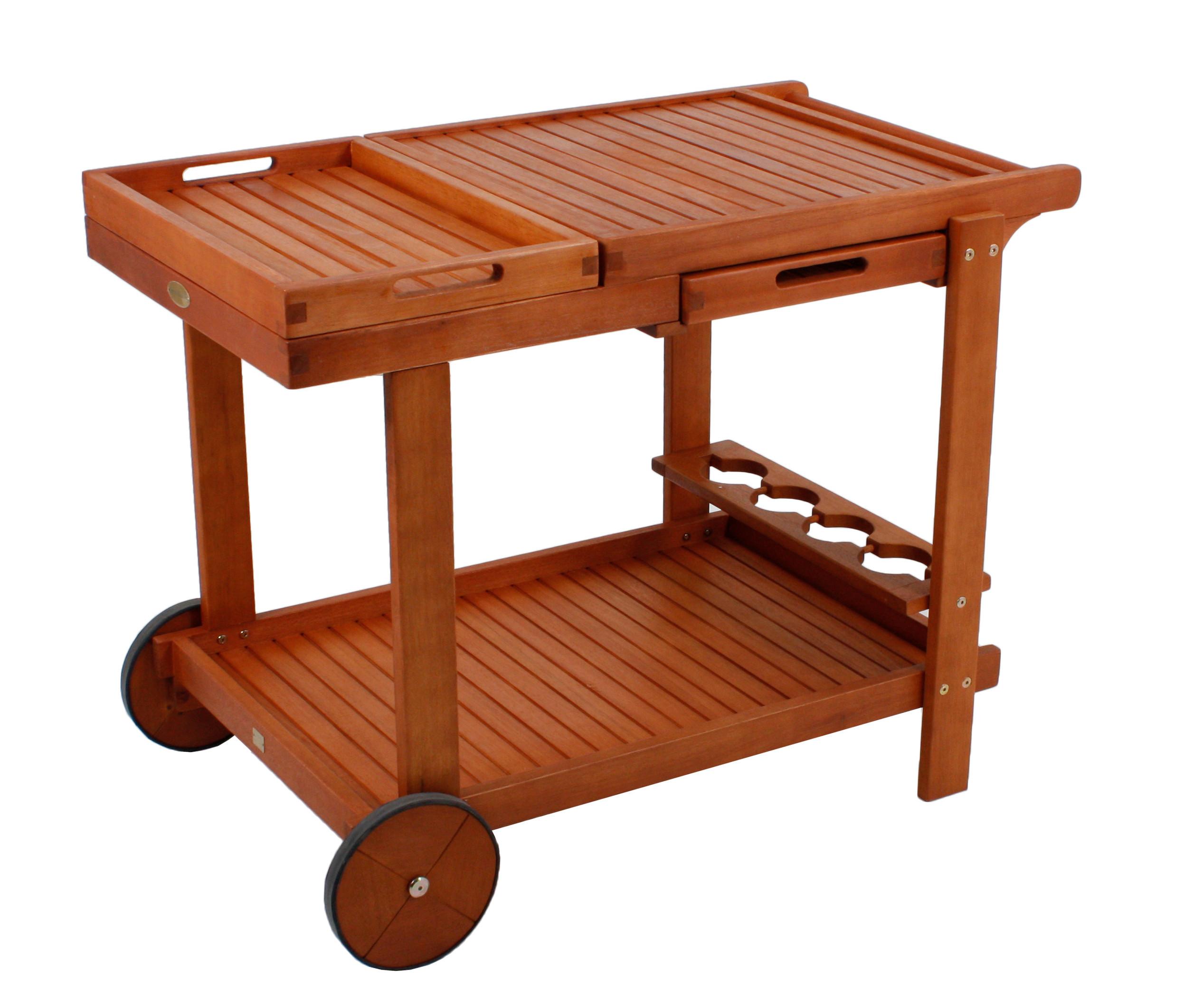 Servierwagen Hayward ca. 60x76x100 cm Holz - Eukalyptusholzfarben/Schwarz, Basics, Holz (60/76/100cm) - Gardenson