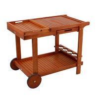 Servierwagen Hayward ca. 60x76x100 cm Holz - Eukalyptusholzfarben/Schwarz, Basics, Holz (60/76/100cm) - Gardenson