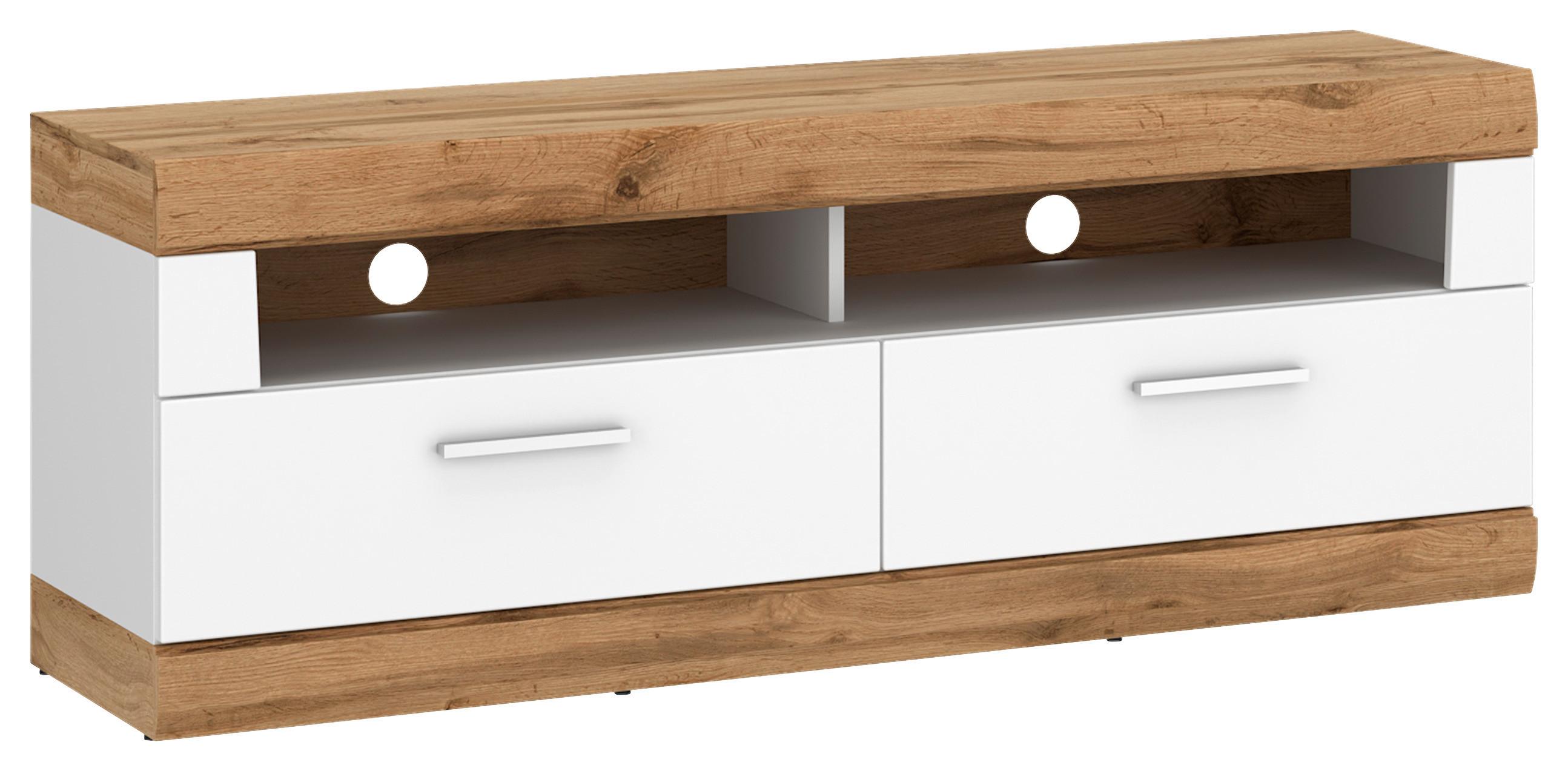 Tv Komoda Merida - bijela/bijela visoki sjaj, Romantično / ladanjski, drvni materijal/metal (140,3/53,15/41,9cm) - Modern Living