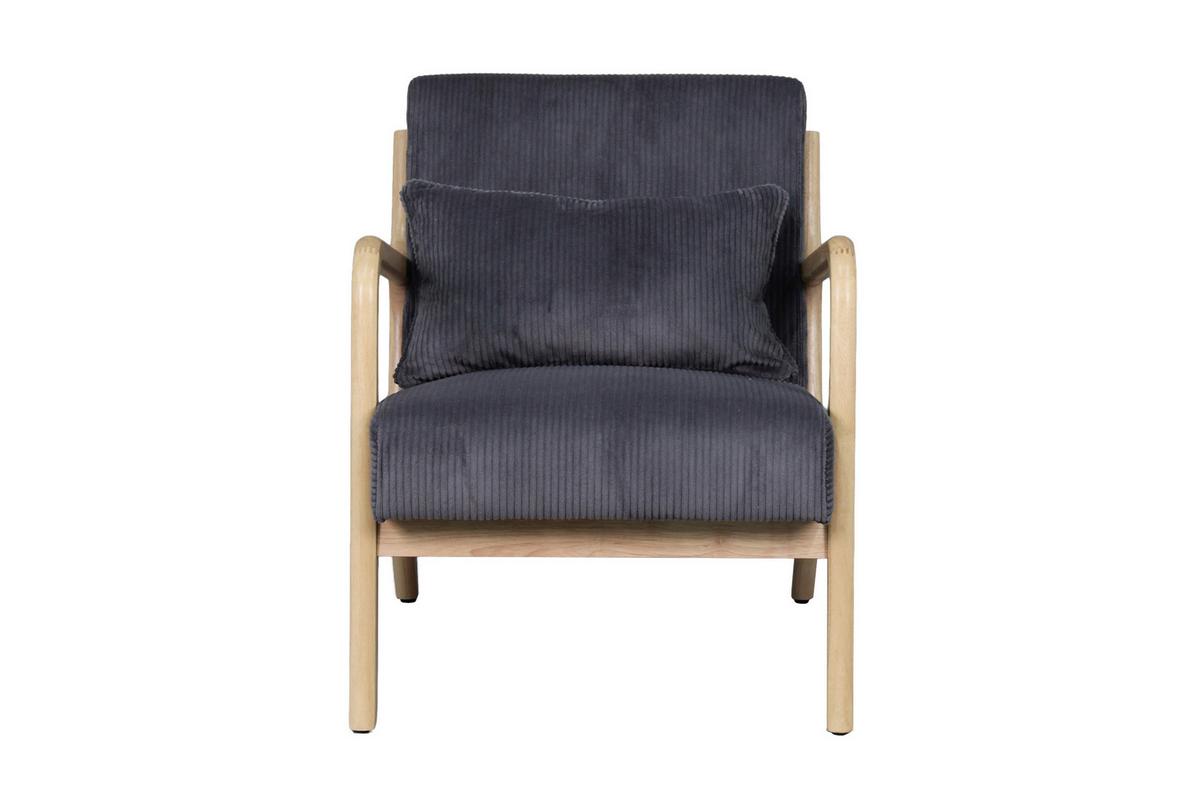 Sessel NOHR Grau, Cord - Braun/Grau, Basics, Holz/Textil (65/81/76cm) - MID.YOU
