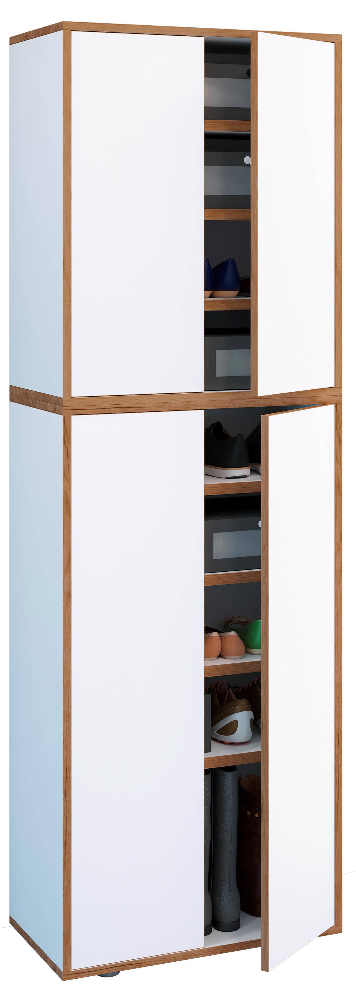 SCHUHSCHRANK SALIA - Honigeiche/Weiss, Design, Holzwerkstoff/Kunststoff (60/183/33cm) - MID.YOU