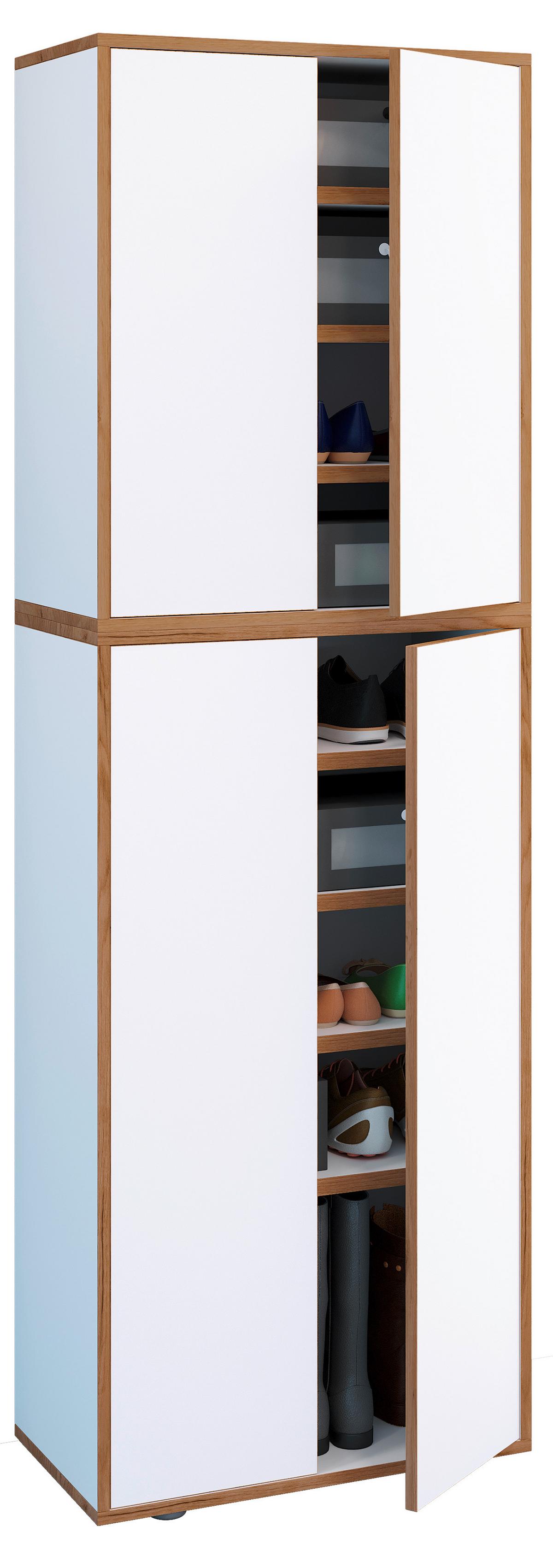 Omara Za Čevlje Salia, Bela, Barva Hrasta - črna/bela, Design, umetna masa/leseni material (60/183/33cm) - MID.YOU