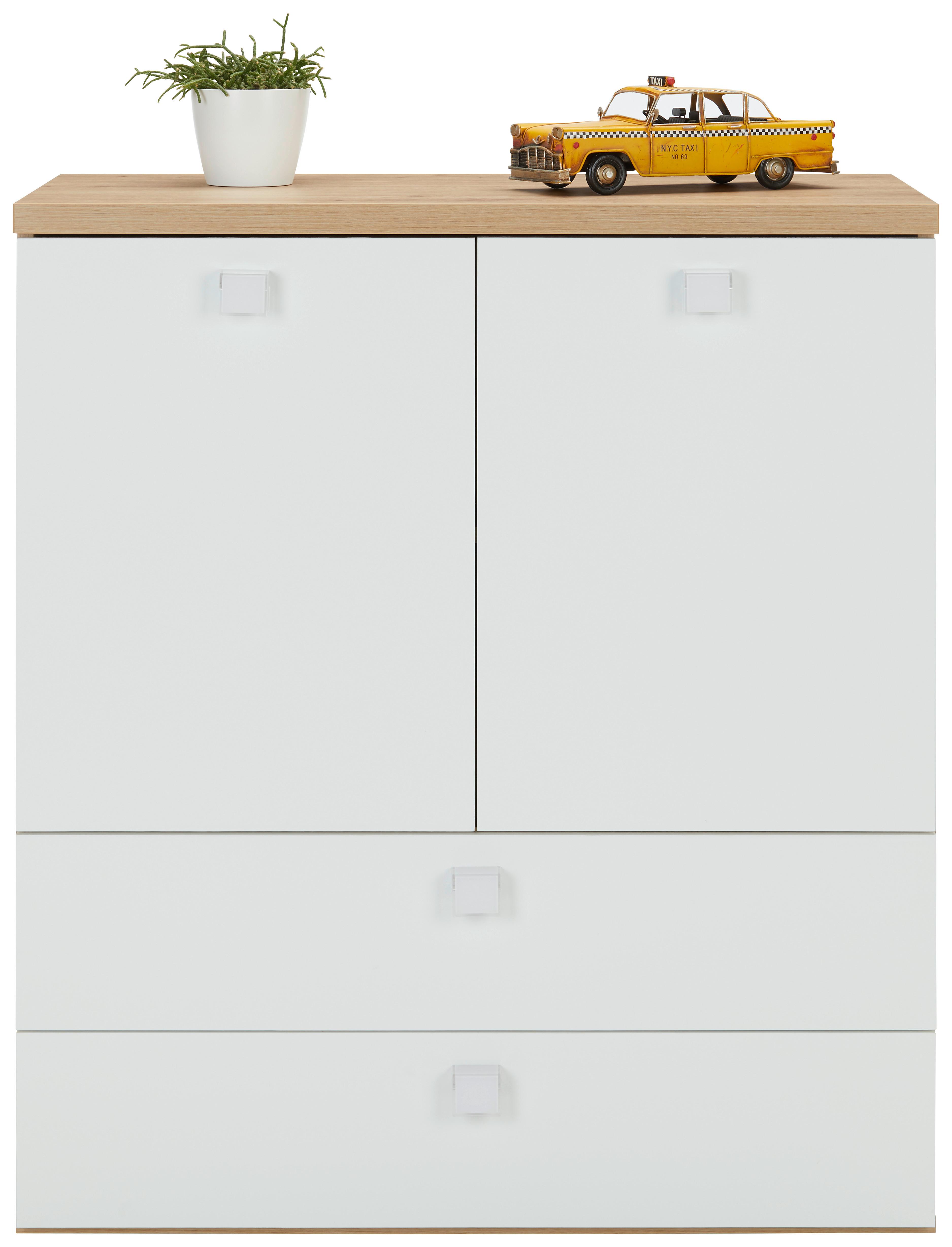 COMMODE LAGO - Wit/Eikenkleuren, Modern, Houtcomposiet (90/100/45cm) - Mömax