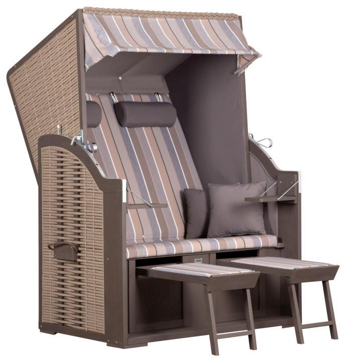 Strandkorb Compact ca. 120x160x80 cm Grau - Grau, Basics, Holz/Kunststoff (120/160/80cm) - Gardenson