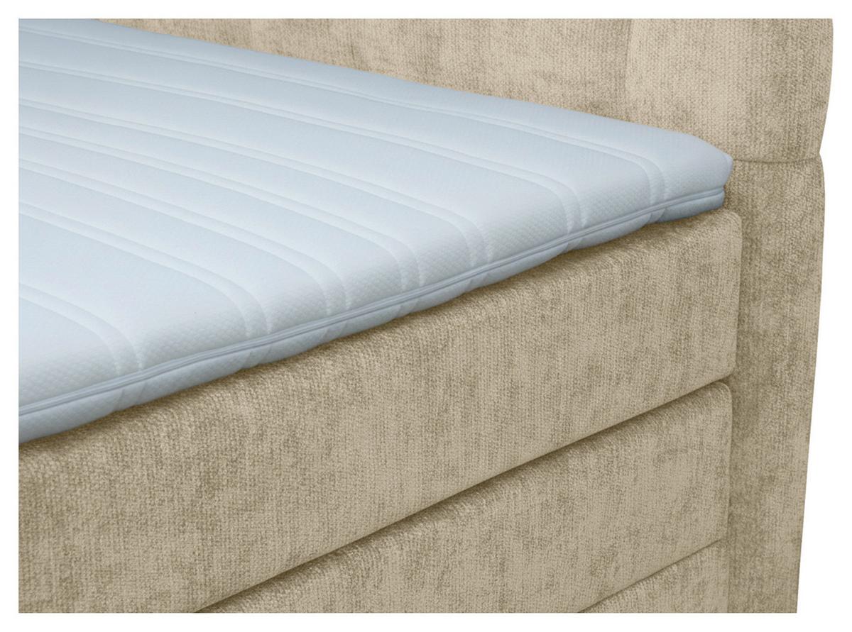 Boxspringbett London Creme ca. 180x200cm - Chromfarben/Creme, MODERN, Holz/Holzwerkstoff (180/200cm) - Premium Living