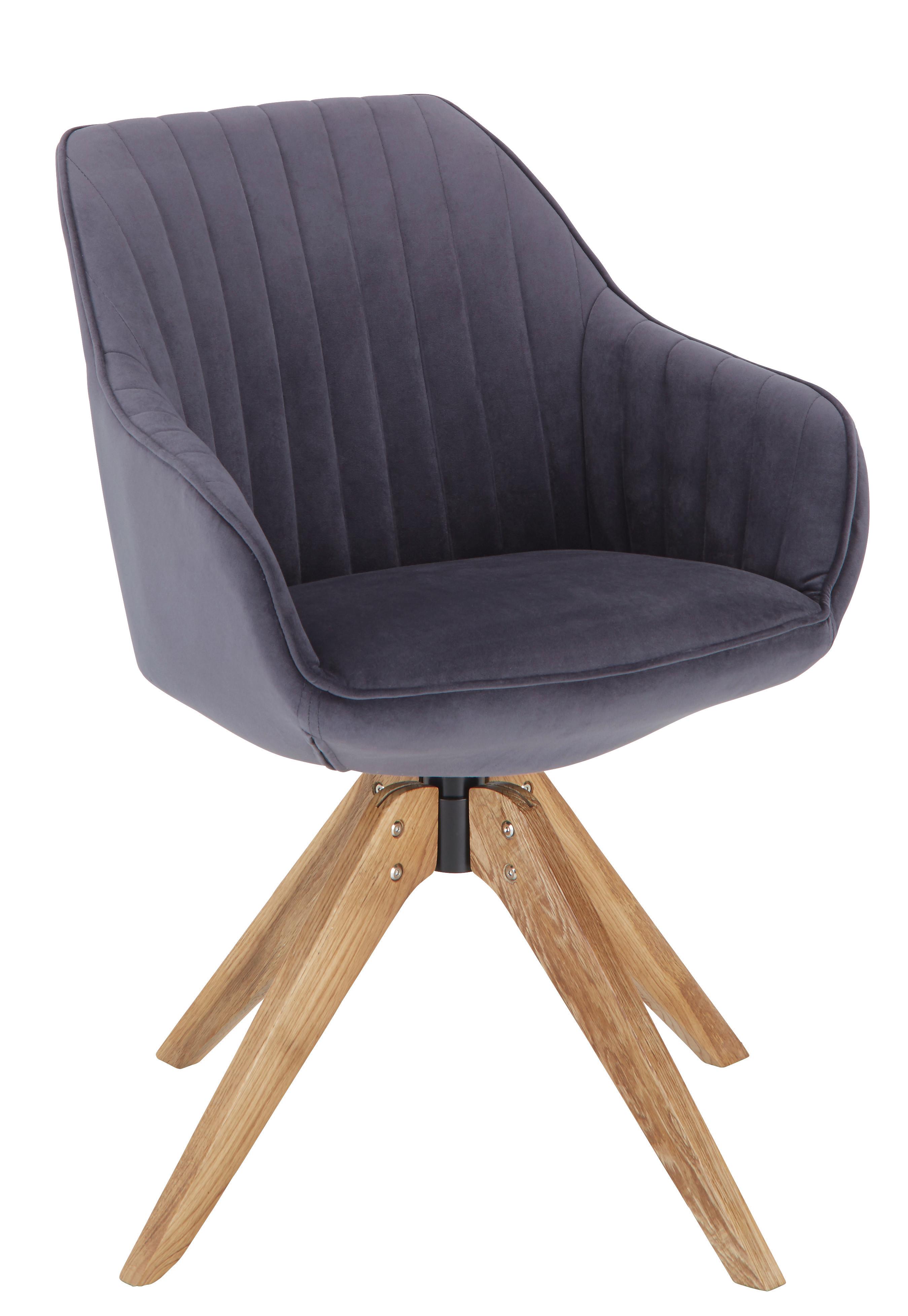 Scaun cu brațe Chill - culoare lemn stejar/gri, lemn/textil (60/83/65cm) - Mömax