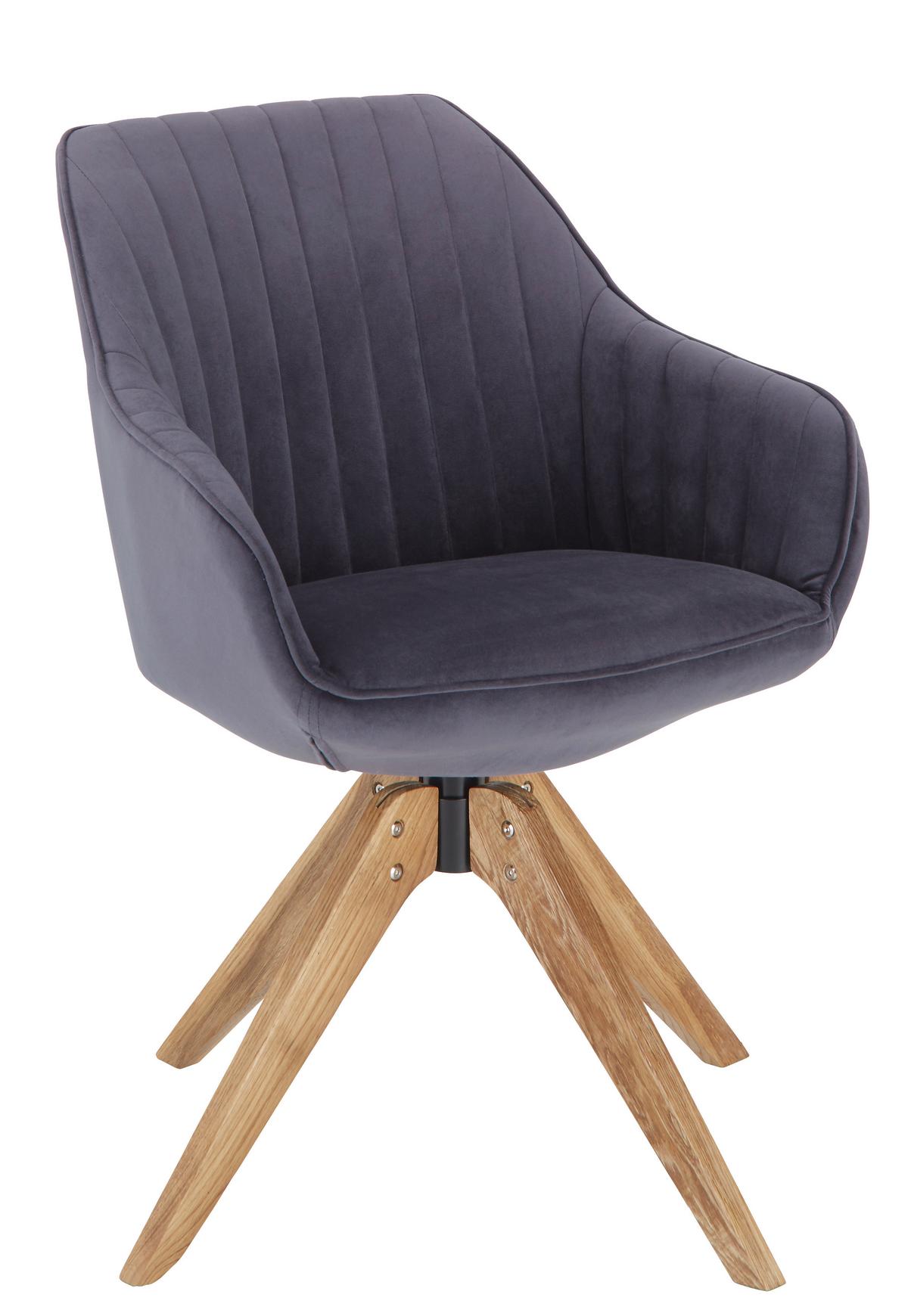 Armlehnstuhl Chill in Grau/Eiche - Eichefarben/Grau, Holz/Textil (60/83/65cm) - Premium Living