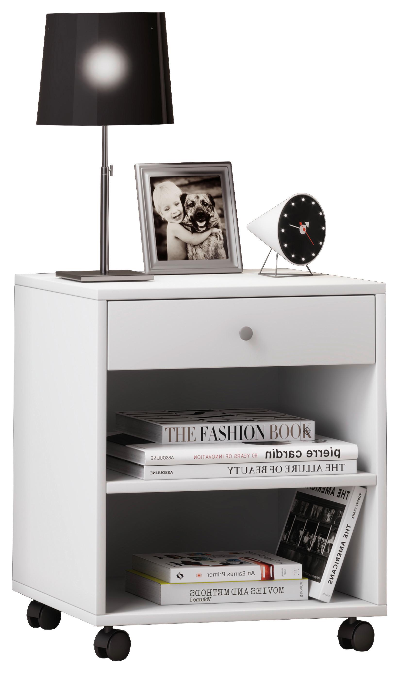 Nachtkästchen ROLDA Weiß - Silberfarben/Weiß, MODERN, Holzwerkstoff/Kunststoff (45/54/38cm) - MID.YOU