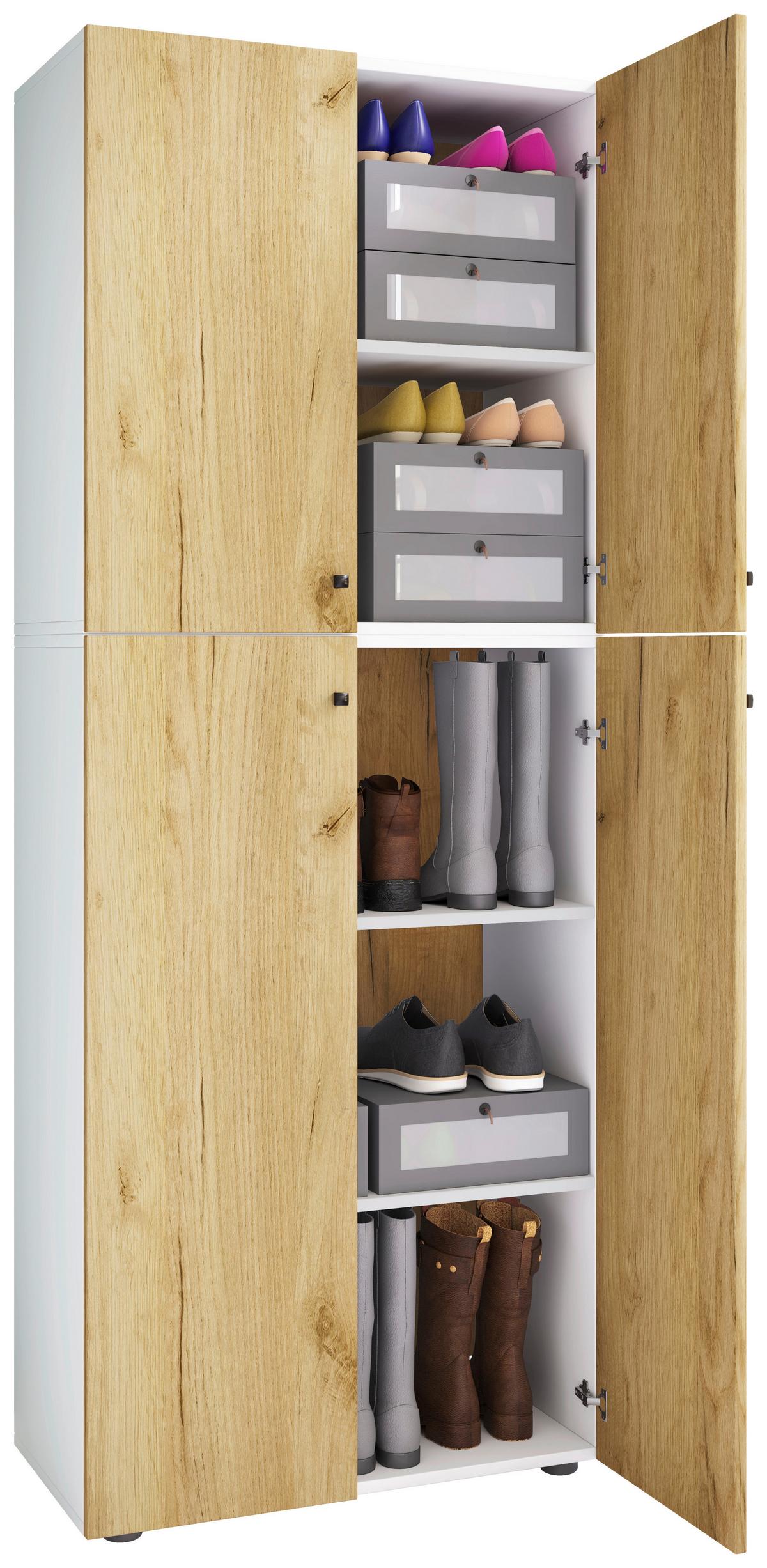 Omara Za Čevlje Lona Xxl, Bela, Barva Hrasta - črna/bela, Design, umetna masa/leseni material (70/182/39cm) - MID.YOU