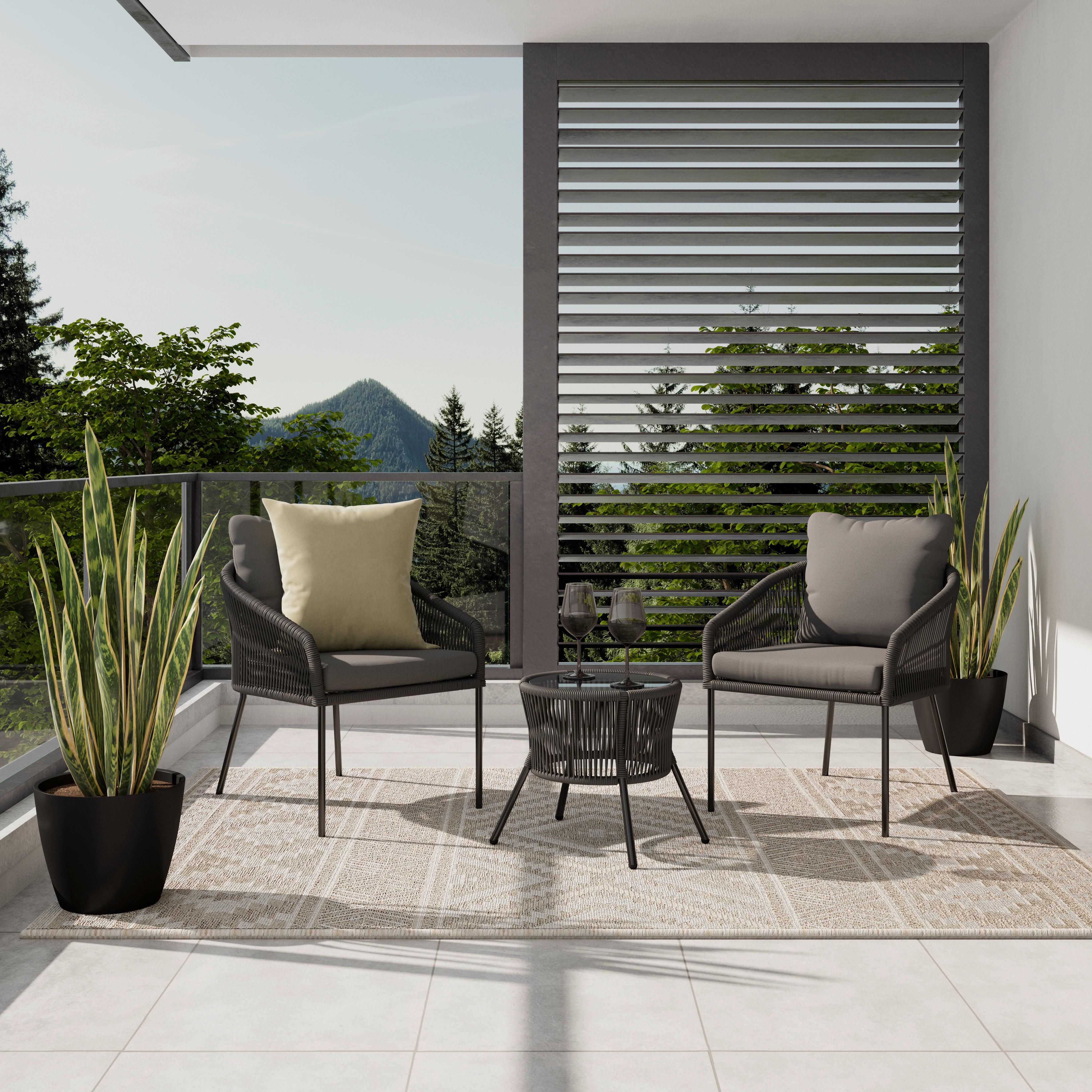 Set Za Balkon Lilly, Črna, Siva, 3-Delno - siva, Moderno, kovina/umetna masa (60/65/75cm) - Mömax