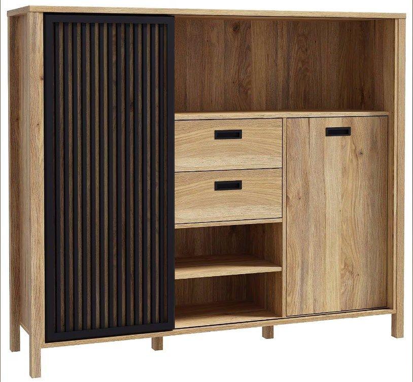 Komoda Jytana - boje hrasta/crna, Moderno, drvni materijal (149,9/129,9/40,2cm) - Premium Living