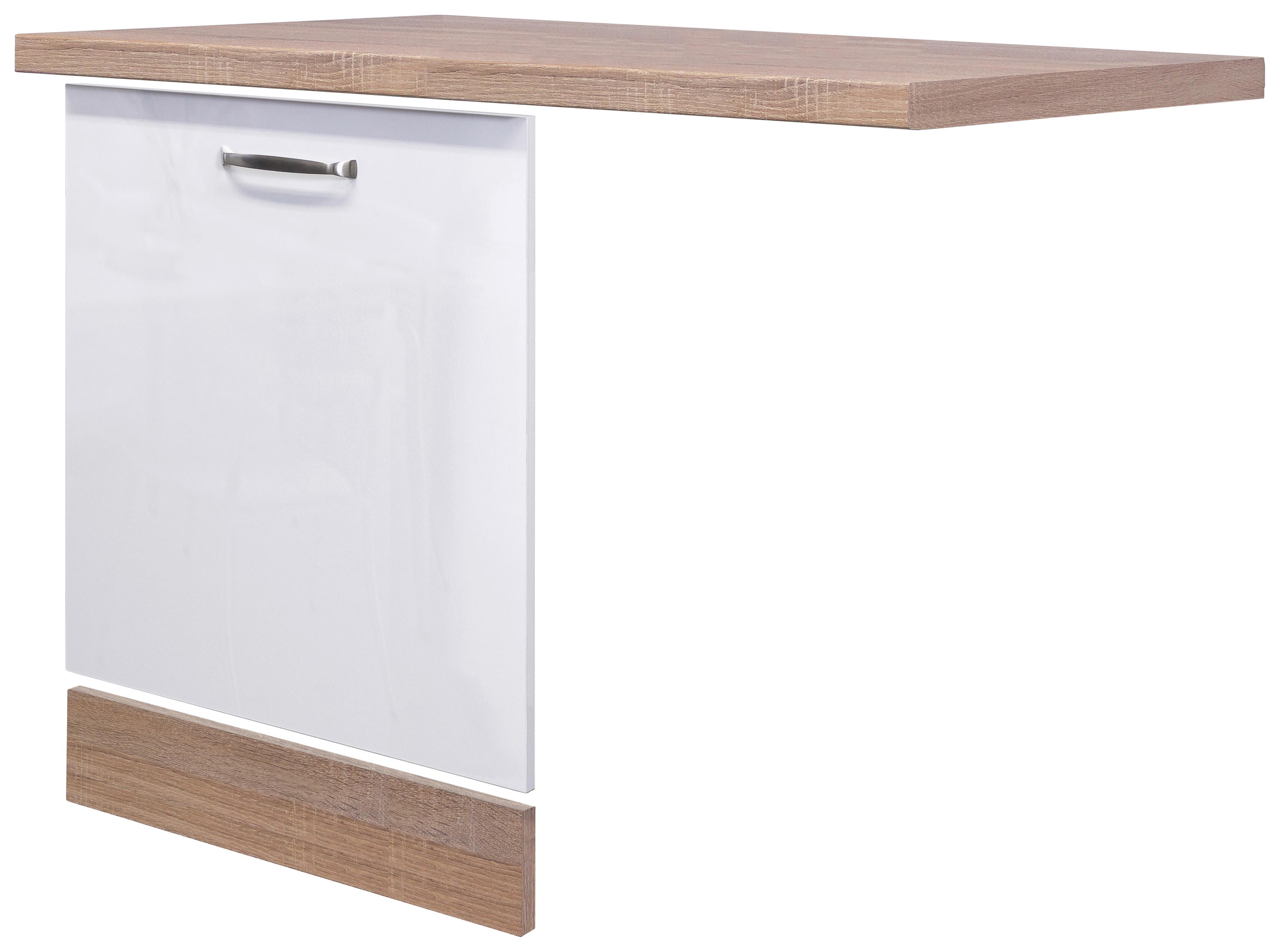 Geschirrspülerfront Weiß Hochglanz/Eiche - Weiß Hochglanz/Sonoma Eiche, MODERN, Holzwerkstoff (110/86/60cm) - FlexWell