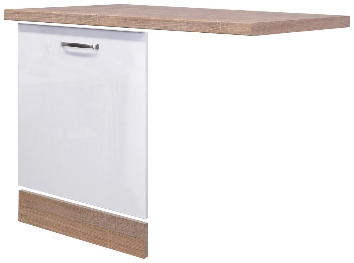 Geschirrspülerfront Weiß Hochglanz/Eiche - Weiß Hochglanz/Sonoma Eiche, MODERN, Holzwerkstoff (110/86/60cm) - FlexWell