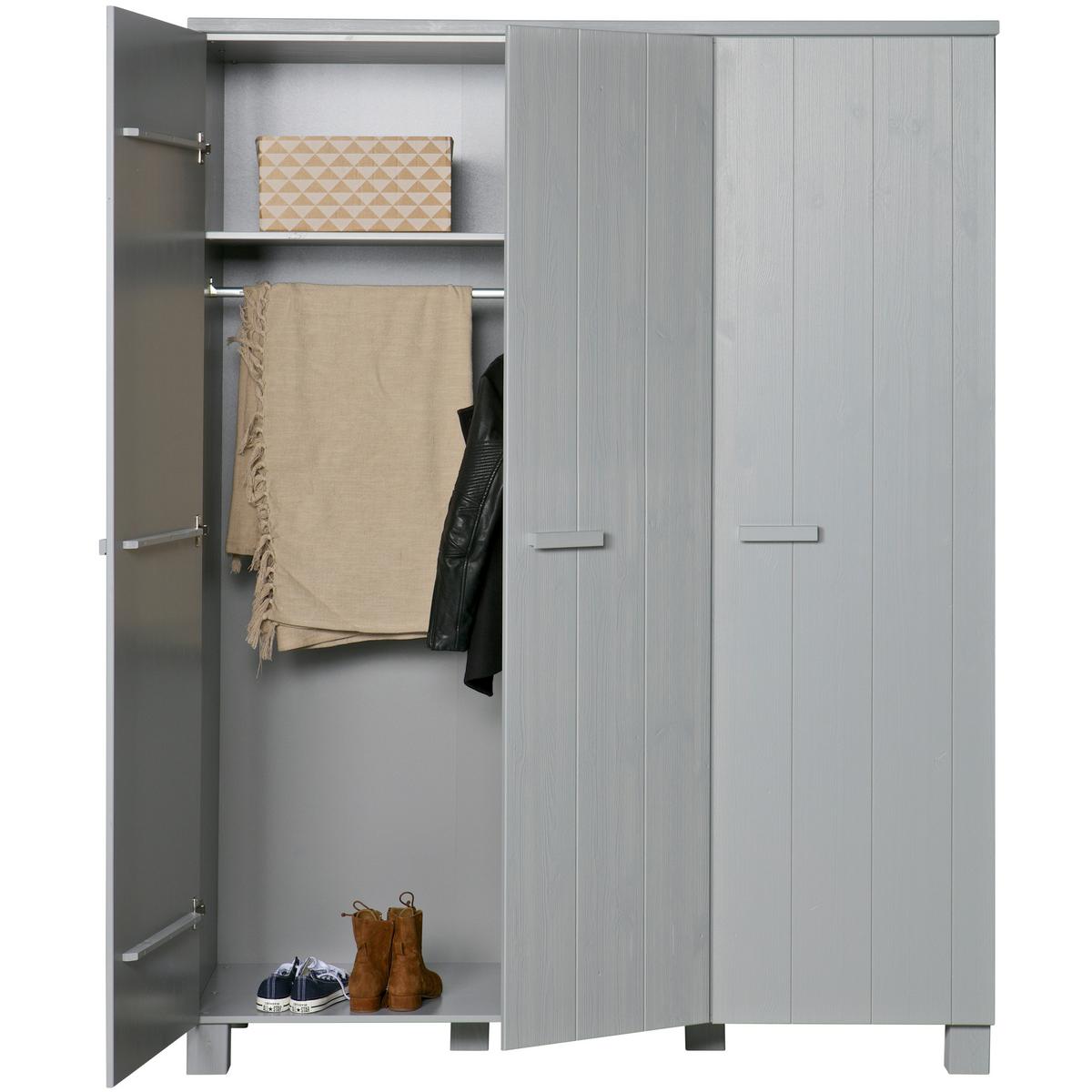 Garderobenschrank Dennis Grau - Grau, Design, Holz/Holzwerkstoff (158/202/55cm) - Livetastic
