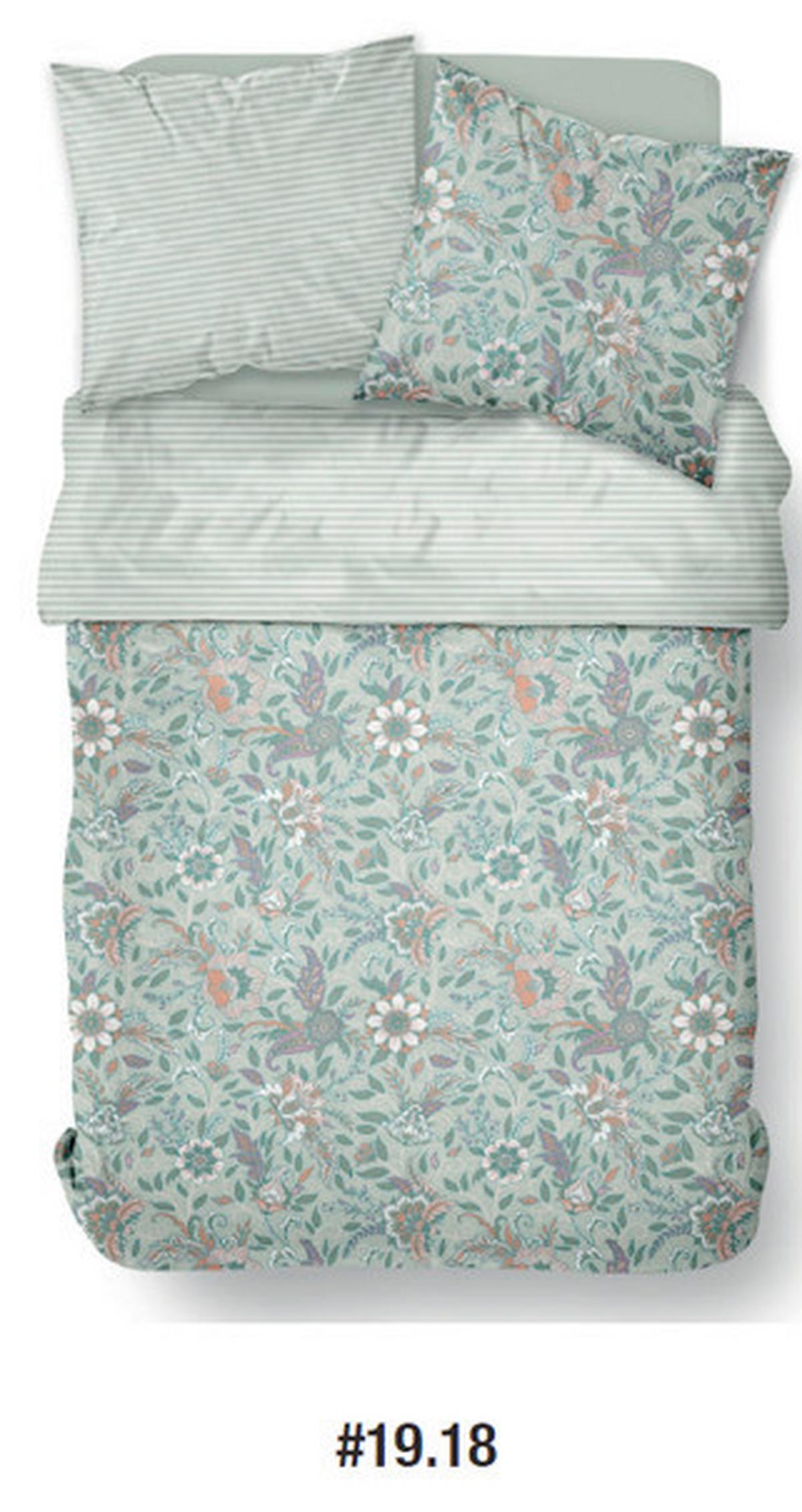 Ágyneműhuzat-garnitúra 3 Részes Green Flowers - világoszöld, textil (140/200cm)