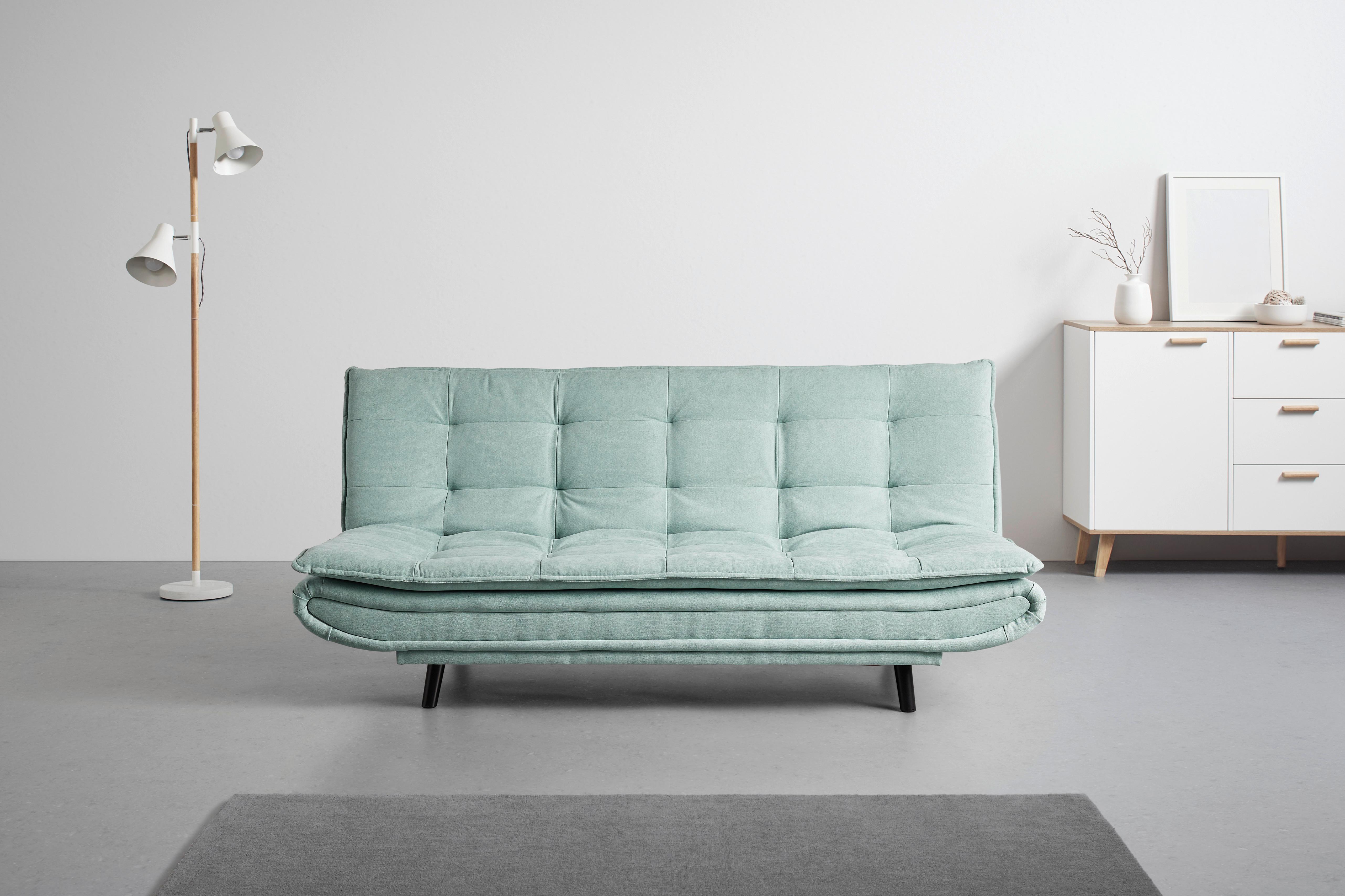 Schlafsofa in Grün - Schwarz/Grün, MODERN, Holz/Textil (194/90/100cm) - Mömax