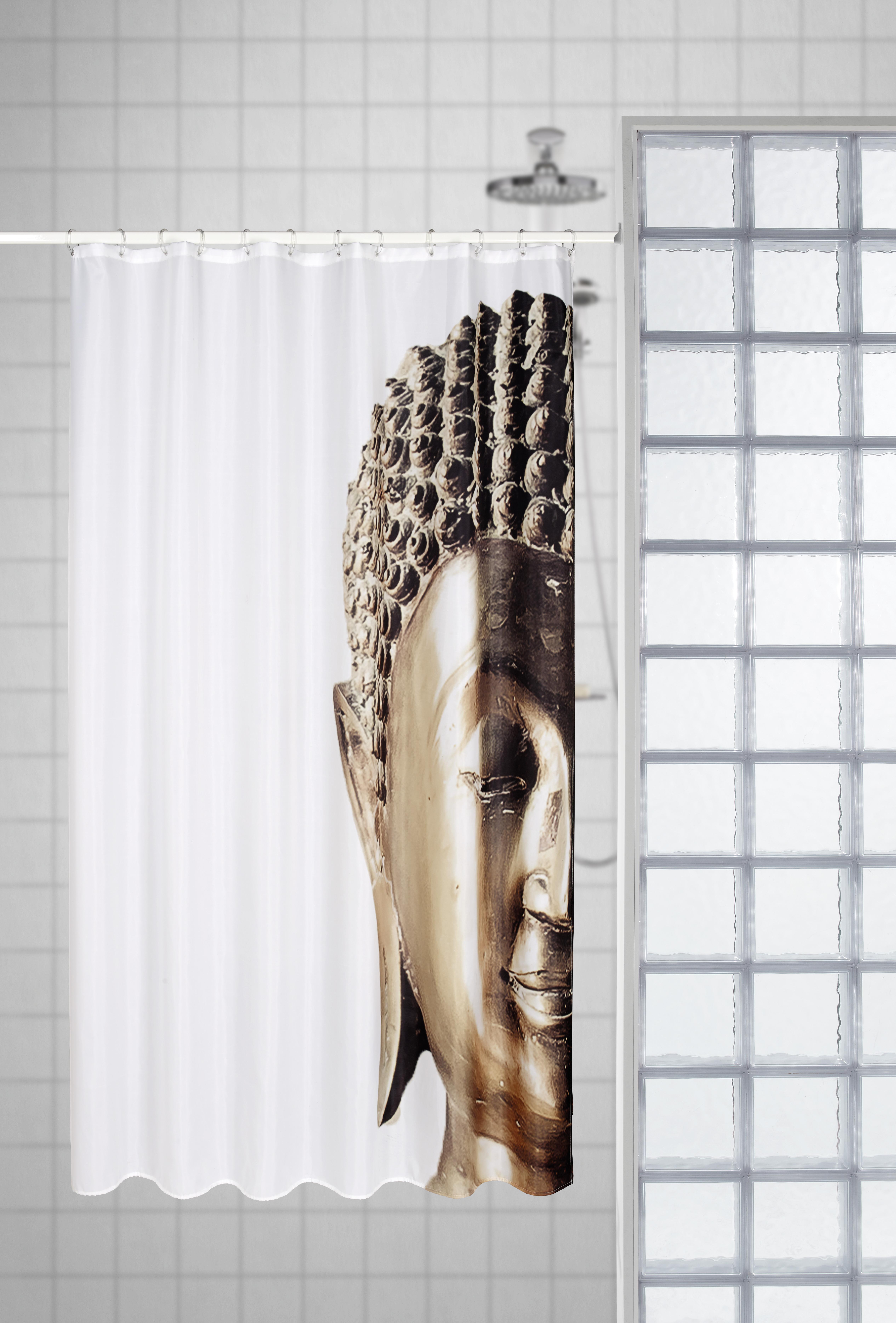 Duschvorhang Buddha ca. 180x200cm - Goldfarben, LIFESTYLE, Textil (180/200cm) - Modern Living