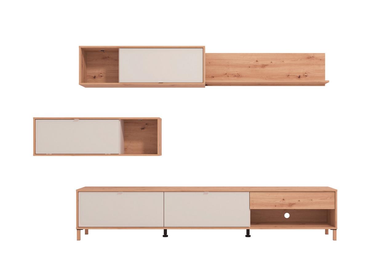 Wohnwand Norwich 1 Kaschmir/Eiche Artisan - Kaschmir/Eiche Artisan, MODERN, Holzwerkstoff/Metall (234/196/40cm) - P & B