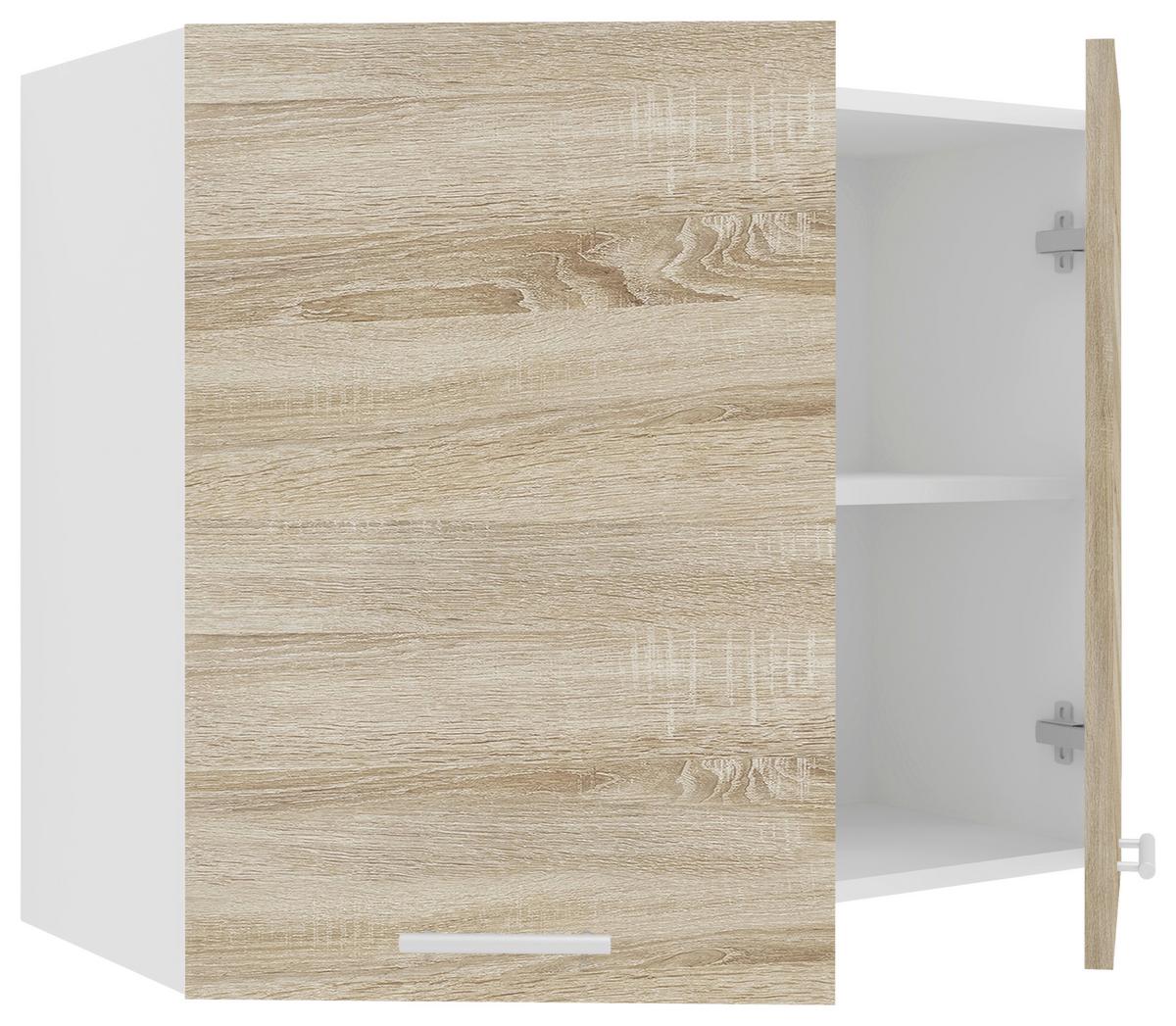 Kuhinjska Zgornja Omarica Esilo, Hrast, Bela - bela/barve aluminija, Konvencionalno, kovina/leseni material (80/60/31cm) - MID.YOU