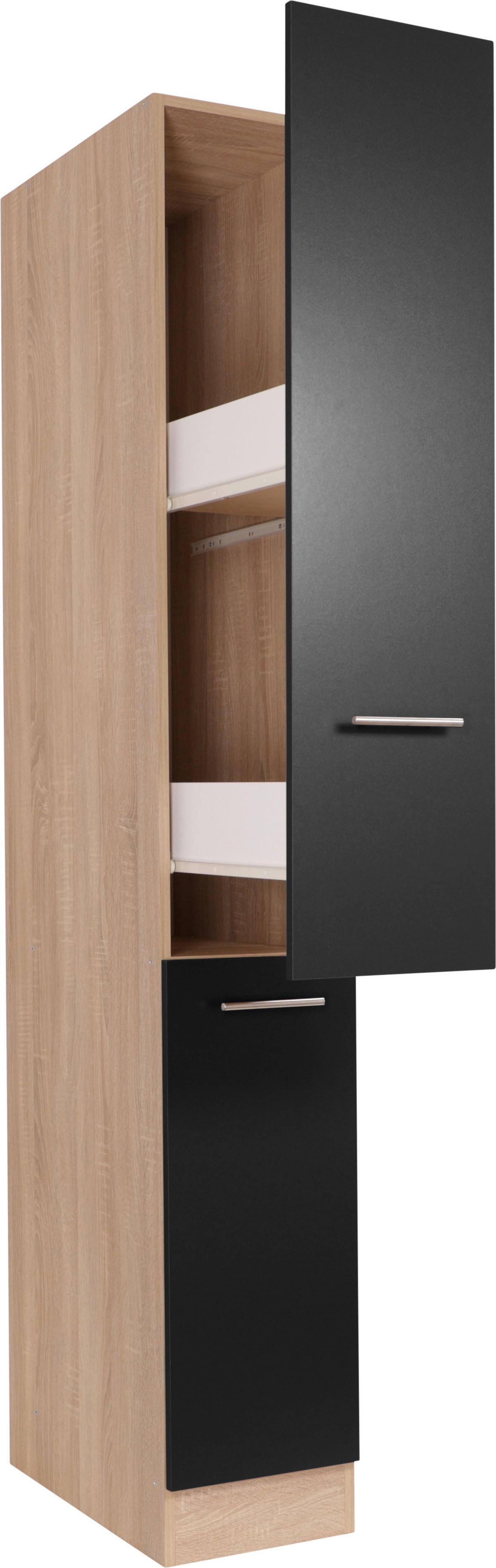 Izvlečna Omara Merle, Barva Hrasta, Črna - srebrne barve/črna, Basics, kovina/leseni material (30/200/60cm) - Respekta