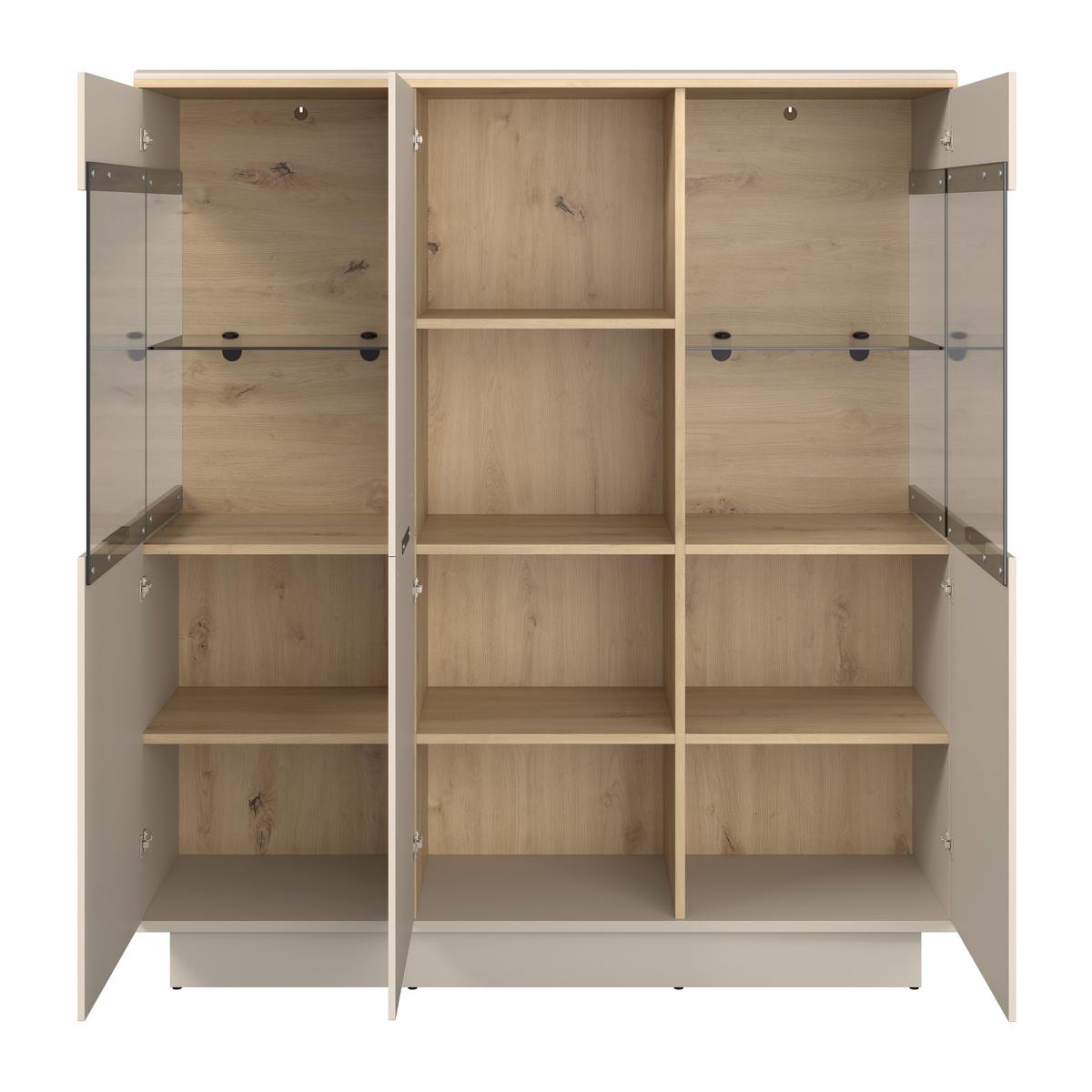 Vitrina Darius - kašmir/hrast Artisan, Trend, staklo/drvni materijal (132/148,3/37cm) - Modern Living