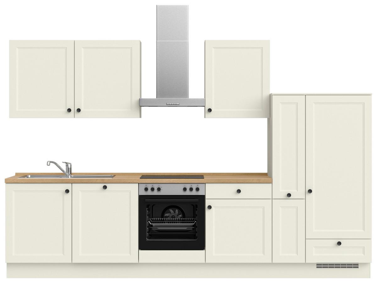 Küchenblock Cascada Low m. Geräten Weiß - Eichefarben/Schwarz, MODERN, Holzwerkstoff/Metall (330cm) - Nobilia