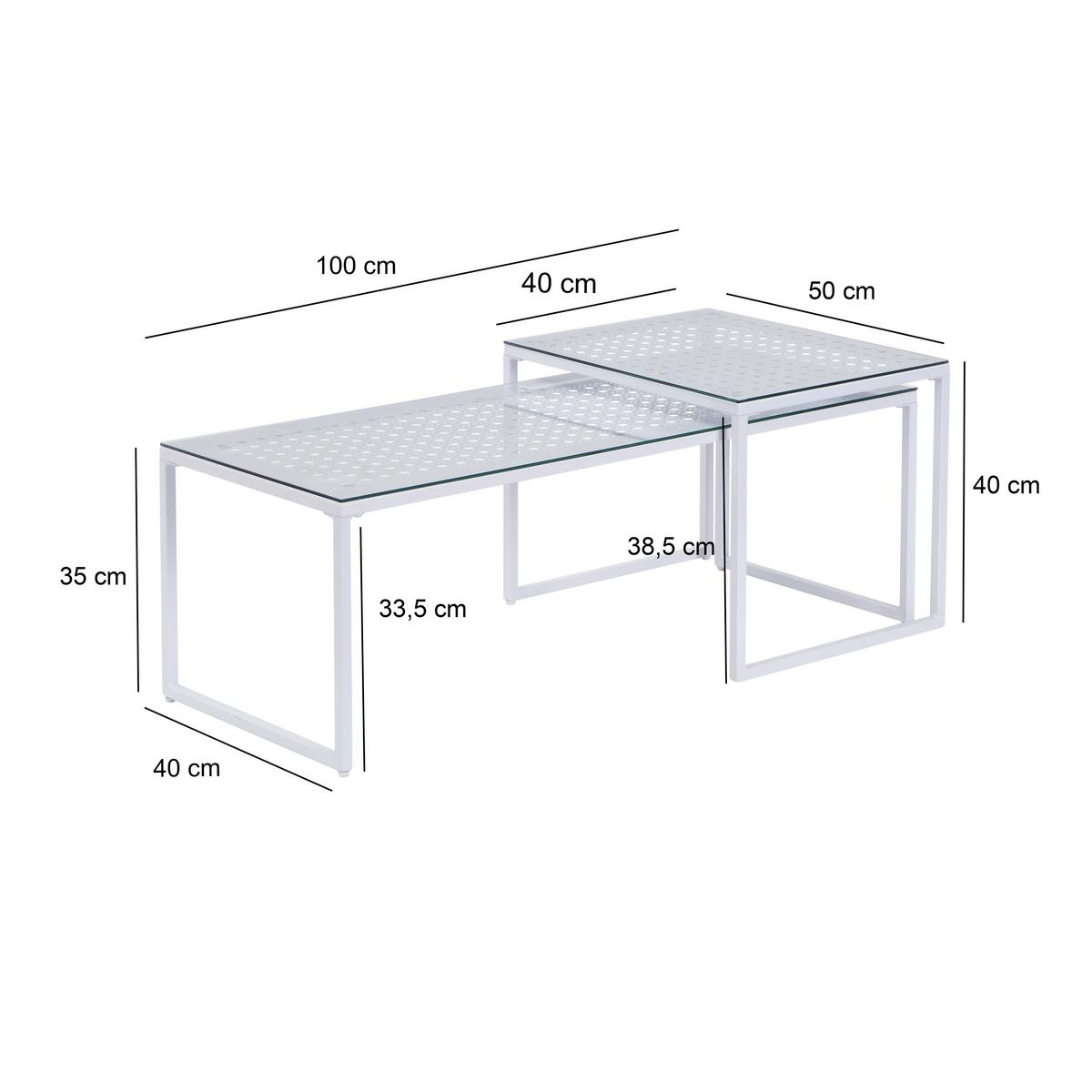 Satztisch Wl7.330 - Weiss, Design, Glas/Metall (100/40/35cm) - MID.YOU