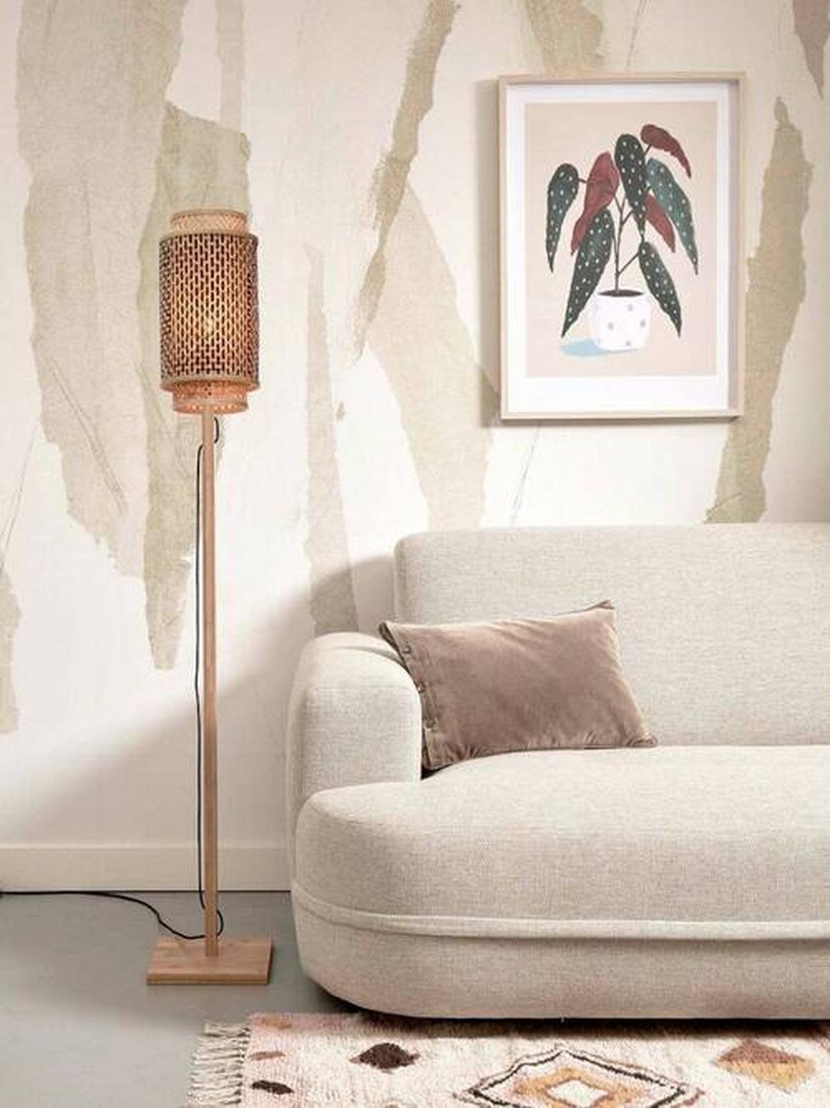 Stoječa Svetilka Bhutan, Črna, Bambus - črna/naravne barve, Trend, les (20/145cm) - Good & Mojo