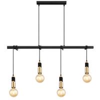 Hängeleuchte Alexius Schwarz/Messing max. 60 Watt - Messingfarben/Schwarz, Basics, Metall (100/6/120cm) - Globo