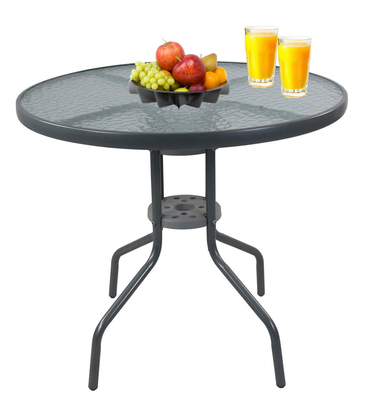 Gartentischgruppe Maxalo 6-tlg. Schwarz - Schwarz, MODERN, Glas/Kunststoff (75/70/75cm) - MID.YOU