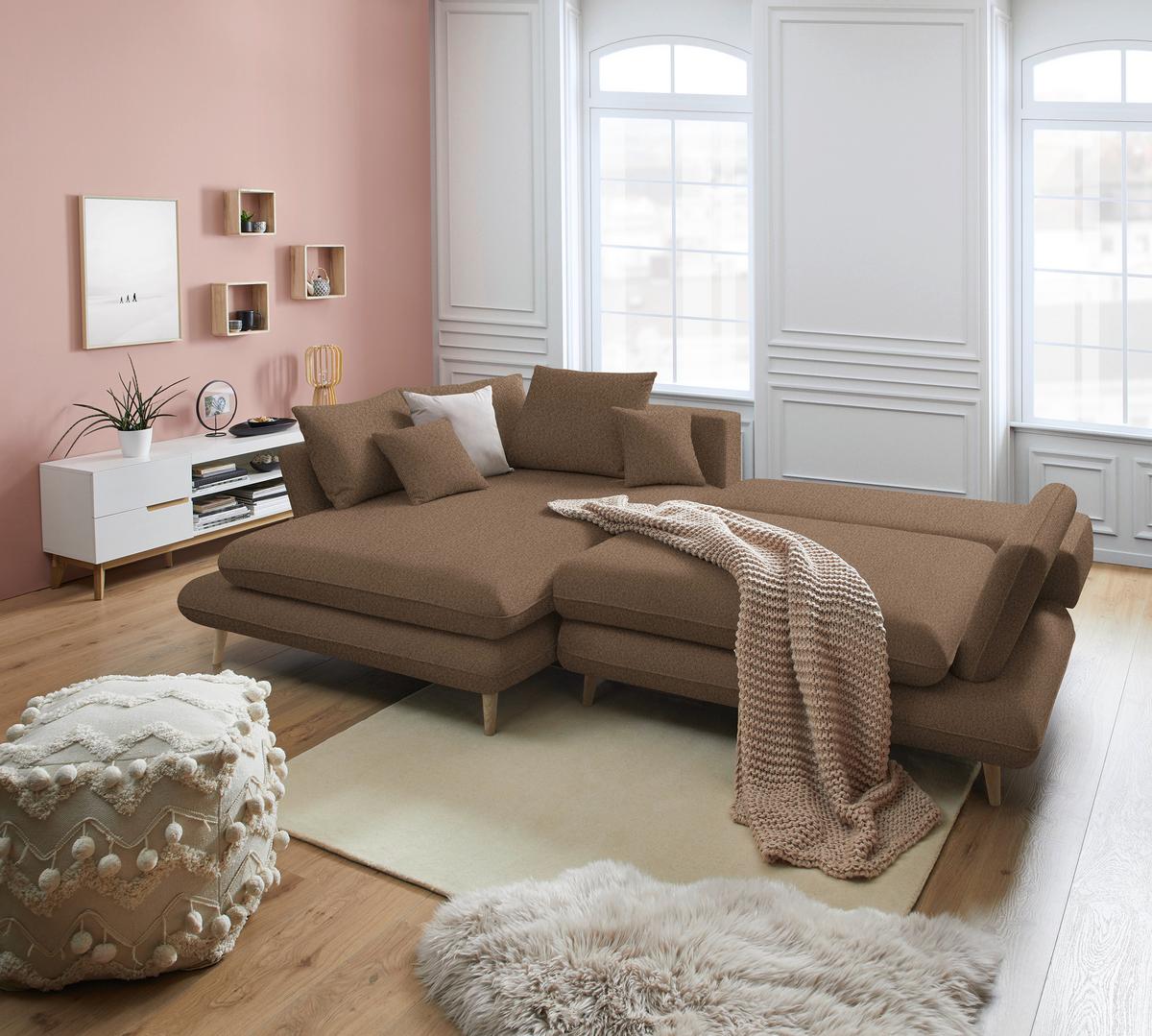 Kutna Garnitura Monte - cappuccino/prirodne boje, Romantično / ladanjski, tekstil/drvo (181/283cm) - Premium Living