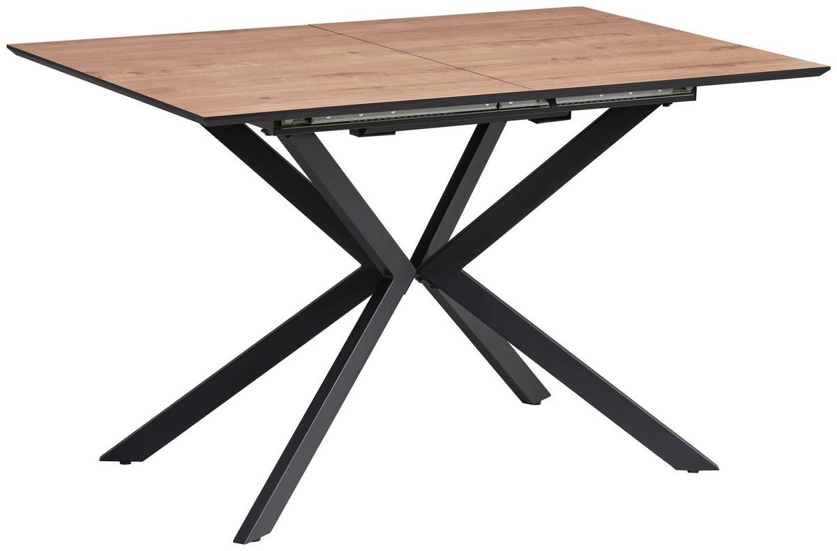 Jedilna Miza Lennox, Barva Hrasta, 120-160x80 - črna/barve hrasta, Konvencionalno, kovina/leseni material (120-160/76/80cm) - MID.YOU