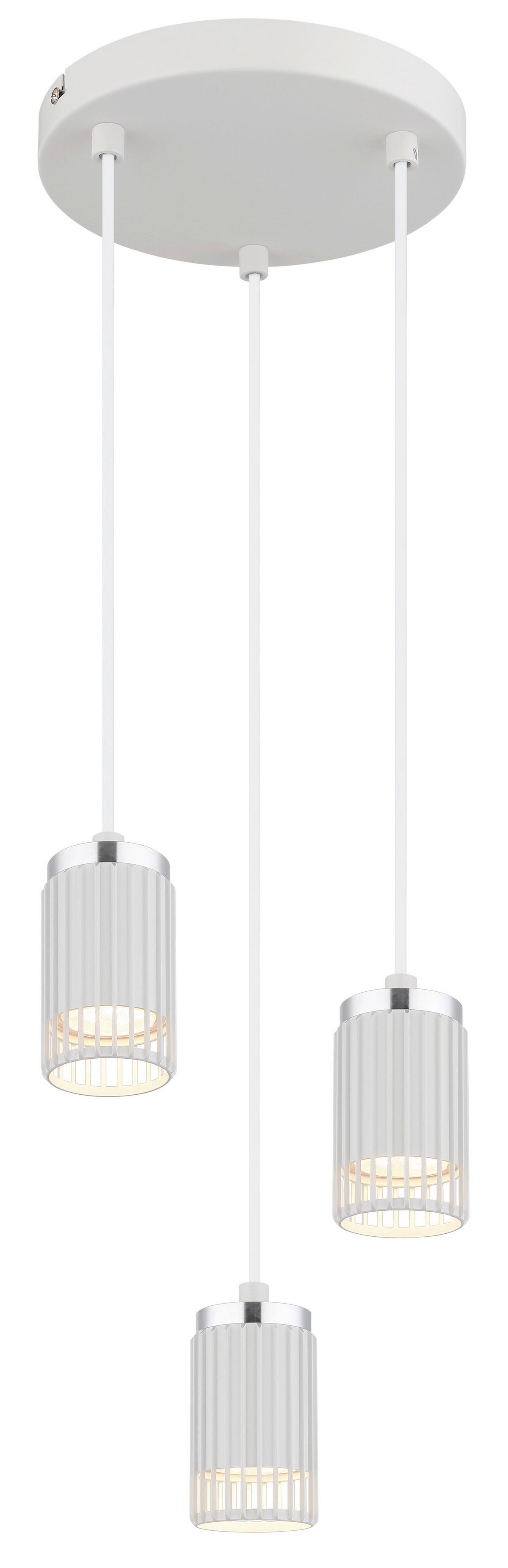 HÄNGELEUCHTE 57906-3HW KORBEN - Chromfarben/Weiss, Design, Kunststoff/Metall (21/115,5cm) - Globo