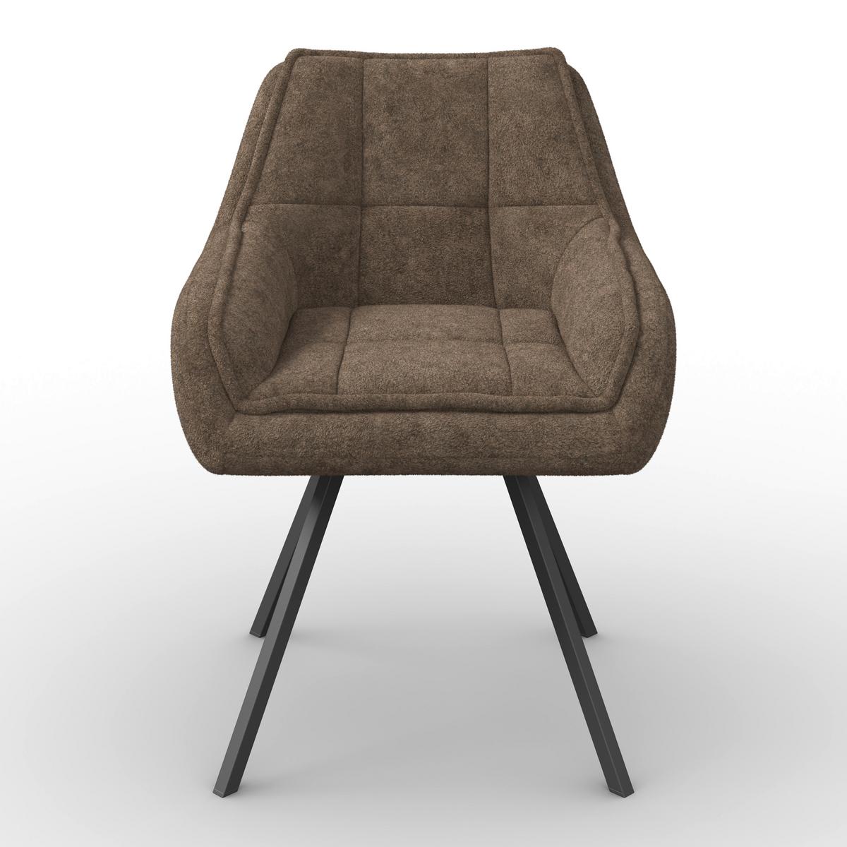 Armlehnstuhl Billy Braun Struktur Drehbar Gepolstert - Schwarz/Braun, MODERN, Holz/Textil (64/87/64cm) - Bessagi Home
