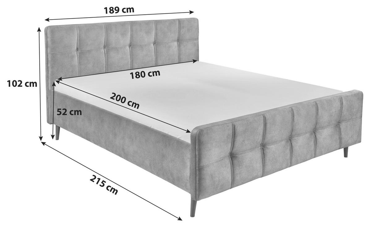 Polsterbett in Anthrazit ca. 280x200 cm 'Mario C' - Anthrazit/Schwarz, Basics, Holz/Holzwerkstoff (180/200cm) - MID.YOU