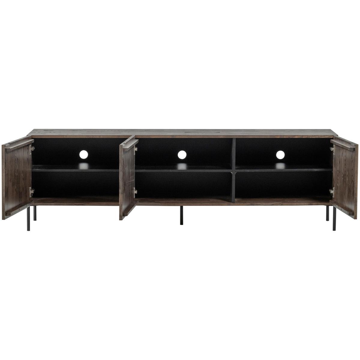 Lowboard Gravure Braun B: 180cm - Schwarz/Braun, Design, Holz/Metall (180/56/46cm) - Livetastic