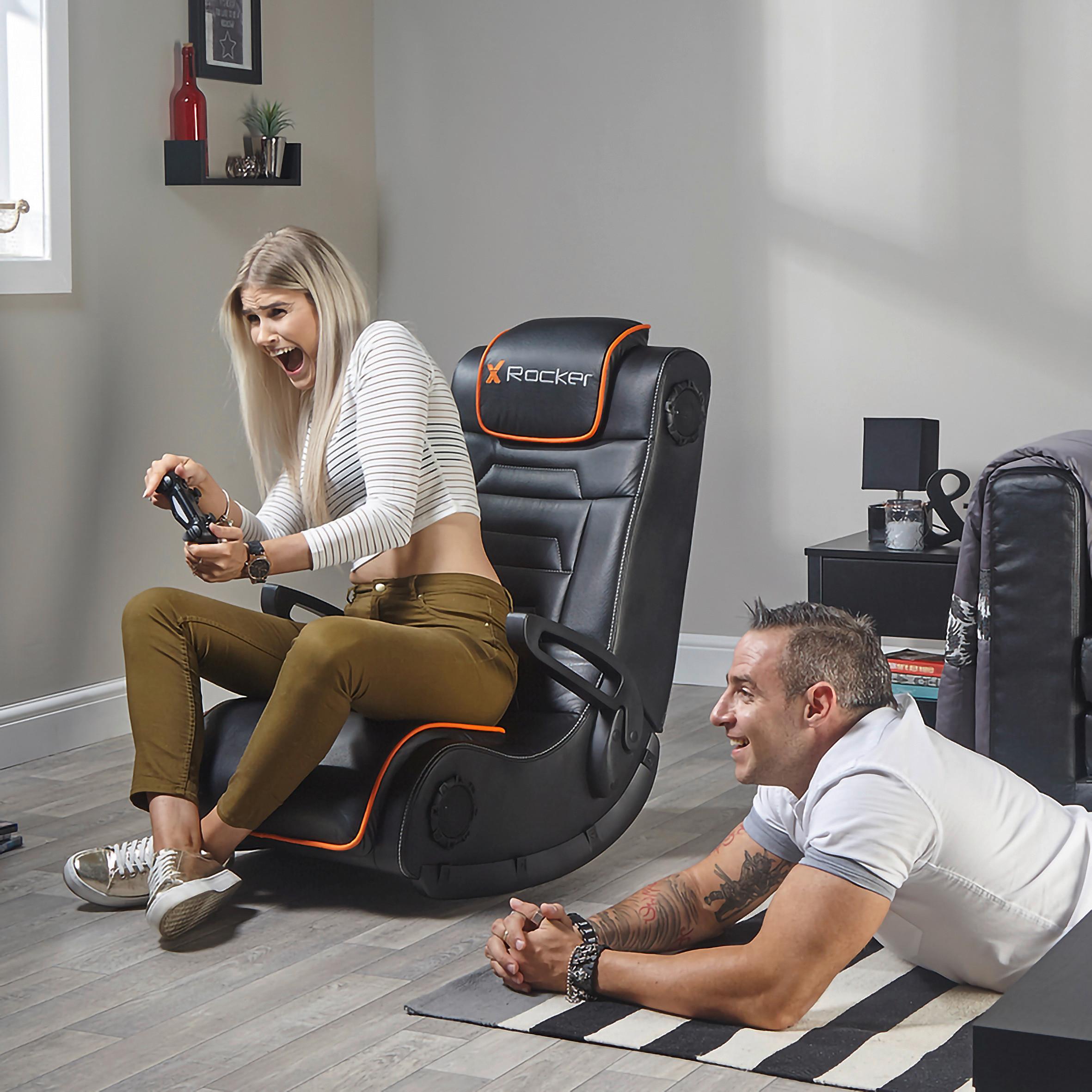 Gamingsessel Sentinel 4.1 ca. 62x87x90 cm Rot/Schwarz - Schwarz, MODERN, Textil (62/87/90cm) - X Rocker