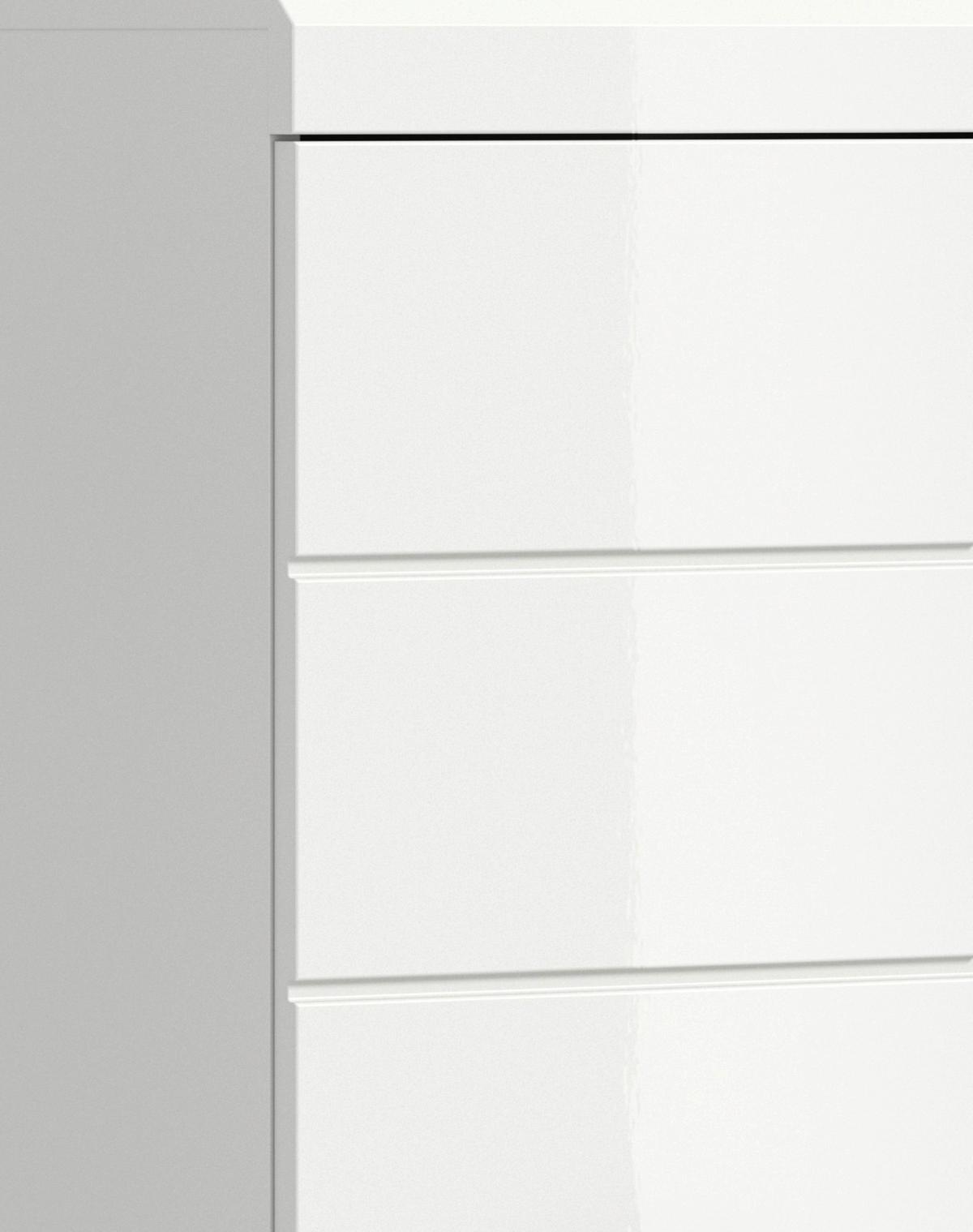 Midischrank SCOUT Weiß Hochglanz ca.74x141x31cm - Weiß Hochglanz/Silberfarben, MODERN, Holzwerkstoff/Kunststoff (74/141/31cm) - MID.YOU