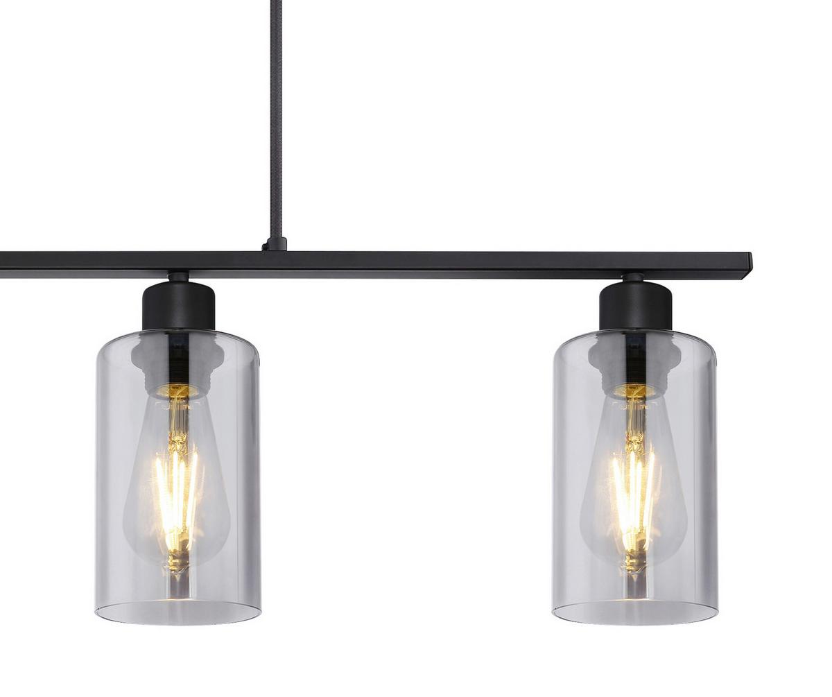 Hängeleuchte Hadera max. 60 Watt - Schwarz, Basics, Glas/Metall (98/10/120cm) - Globo