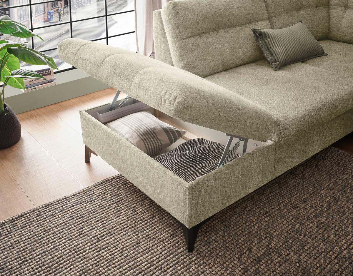 Wohnlandschaft Durban U ca. 218x324x170 cm Beige - Beige/Schwarz, KONVENTIONELL, Kunststoff/Textil (218/324/170cm) - MID.YOU