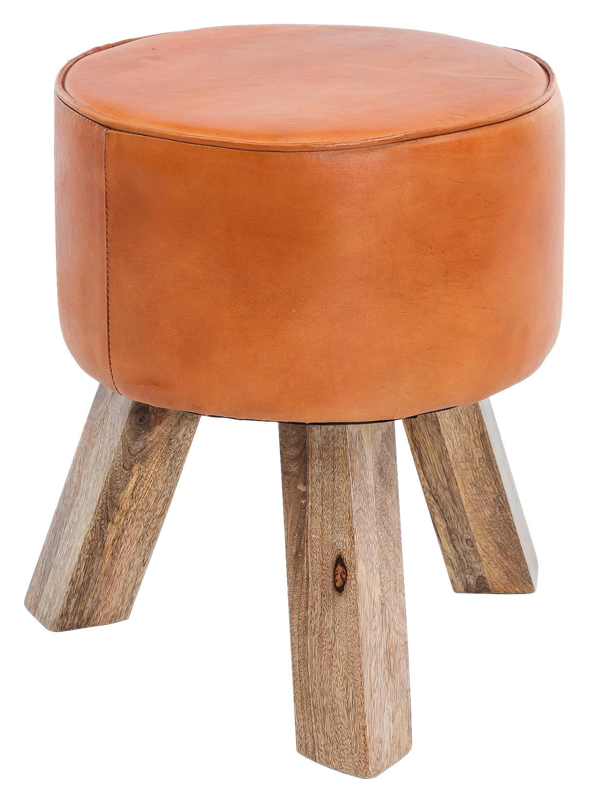 Tabure Wl5.102 - rjava, Natur, les/usnje (37/45/37cm) - MID.YOU