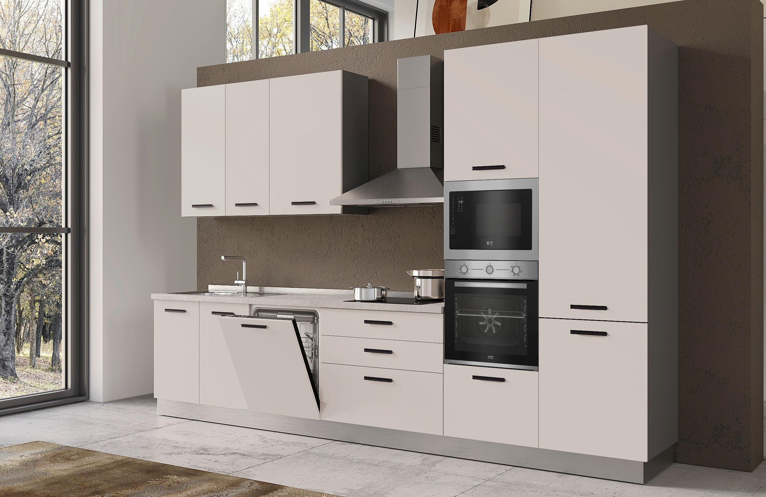 Blok Kuhinja Sa Uređajima Vania 360 Cashemire - kašmir/crna, Moderno, metal/drvo (360/240/60cm) - Mömax