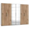 Drehtürenschrank Level 36A mit Spiegel ca. 300 cm Eiche/Weiß - Chromfarben/Eichefarben, MODERN, Holzwerkstoff (300/216/58cm) - MID.YOU