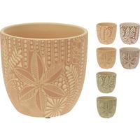 Kaspó Leaf - bézs/sötétbarna, kerámia (13,5/12,5cm)