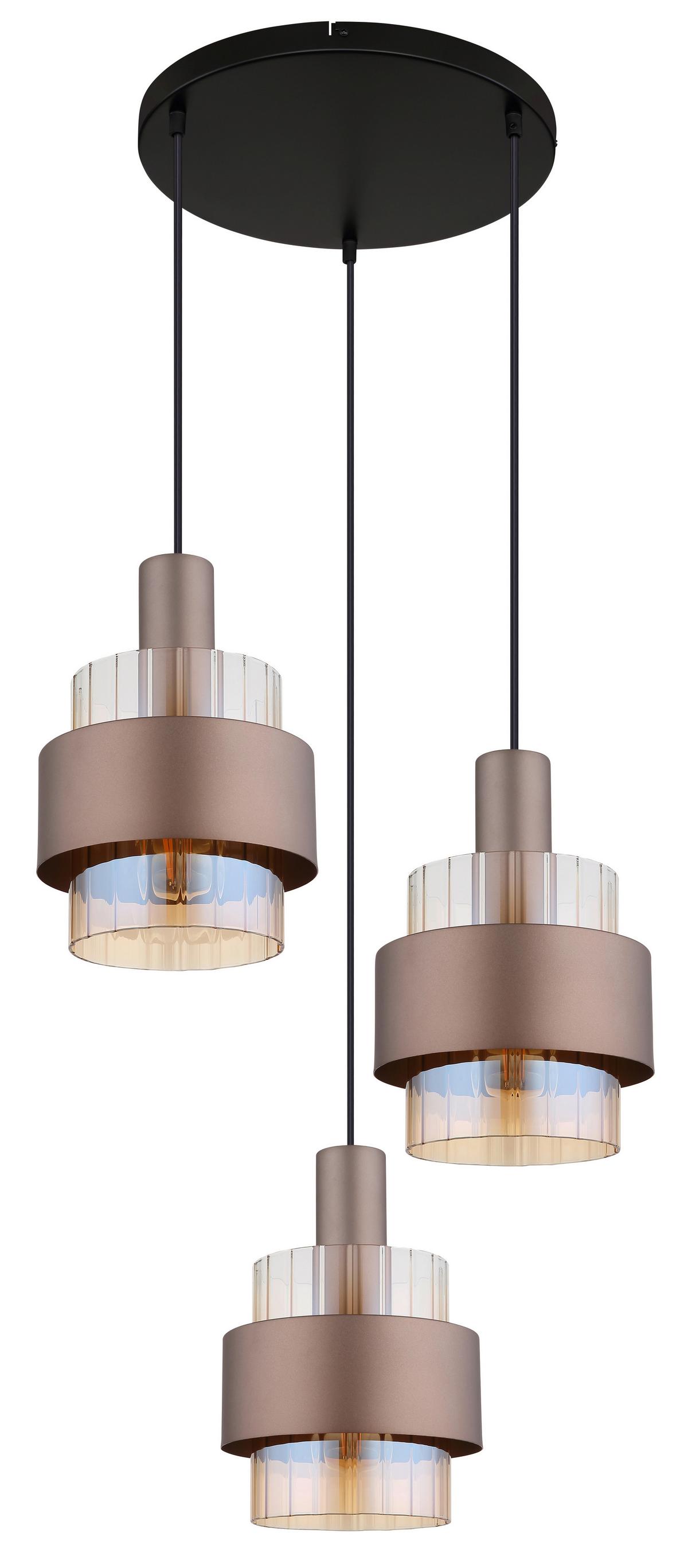 Viseća Svjetiljka Brončana Boja - narančasta/brončane boje, Design, staklo/metal (45/150cm) - Globo